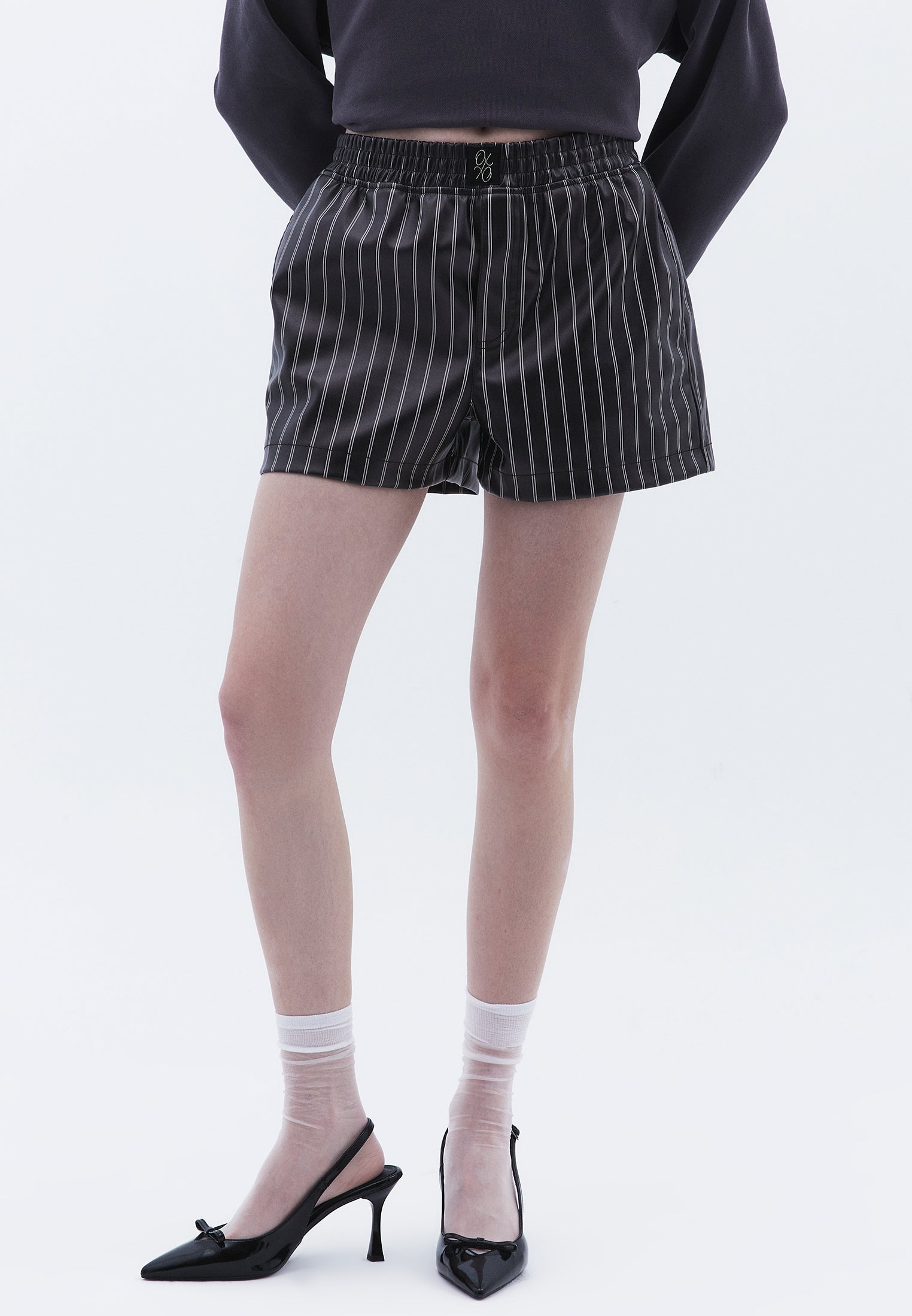 Elastic Waist Loose Fit Shorts - STRIPE COMB