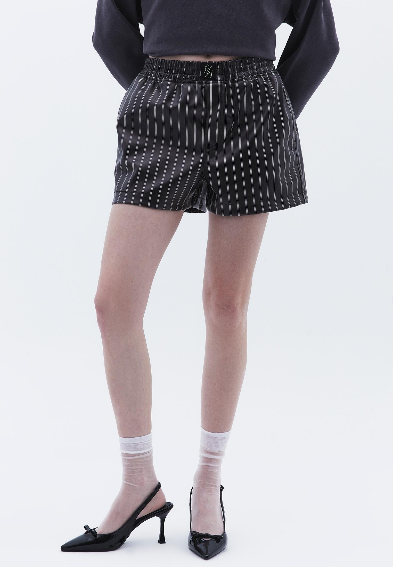 Elastic Waist Loose Fit Shorts - STRIPE COMB