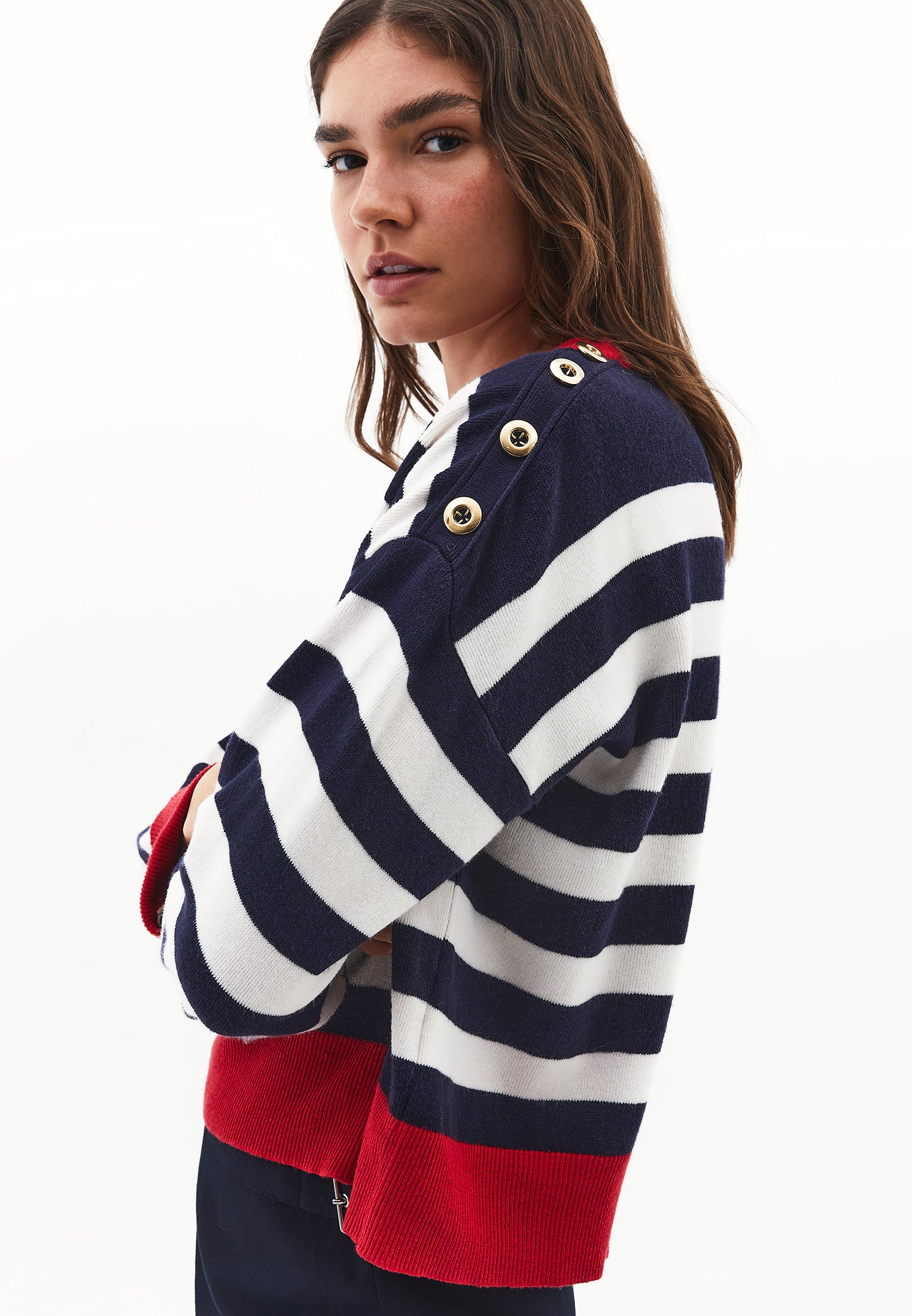 Striped Raglan Sleeve Sweater - STRIPE COMB
