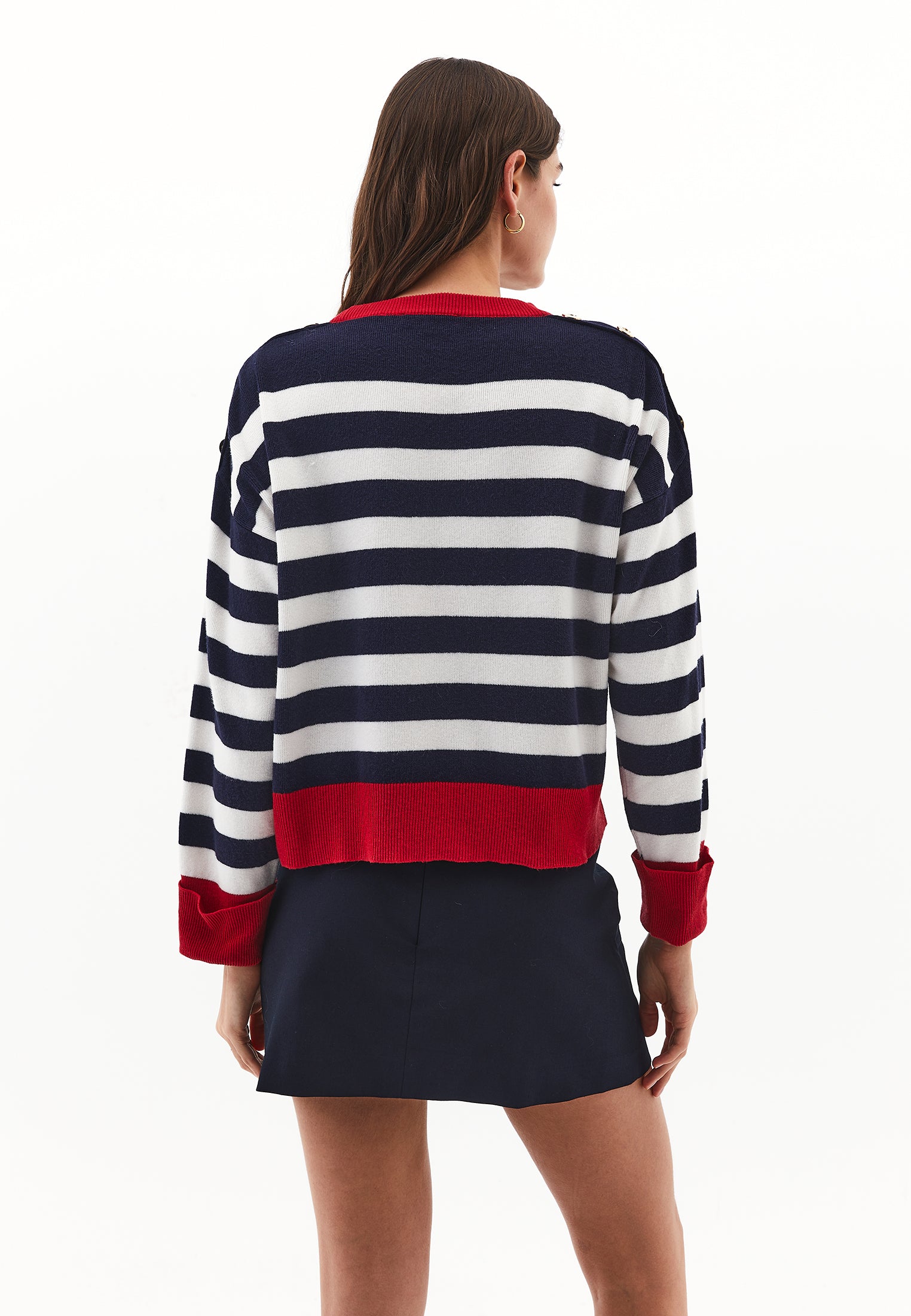 Striped Raglan Sleeve Sweater - STRIPE COMB