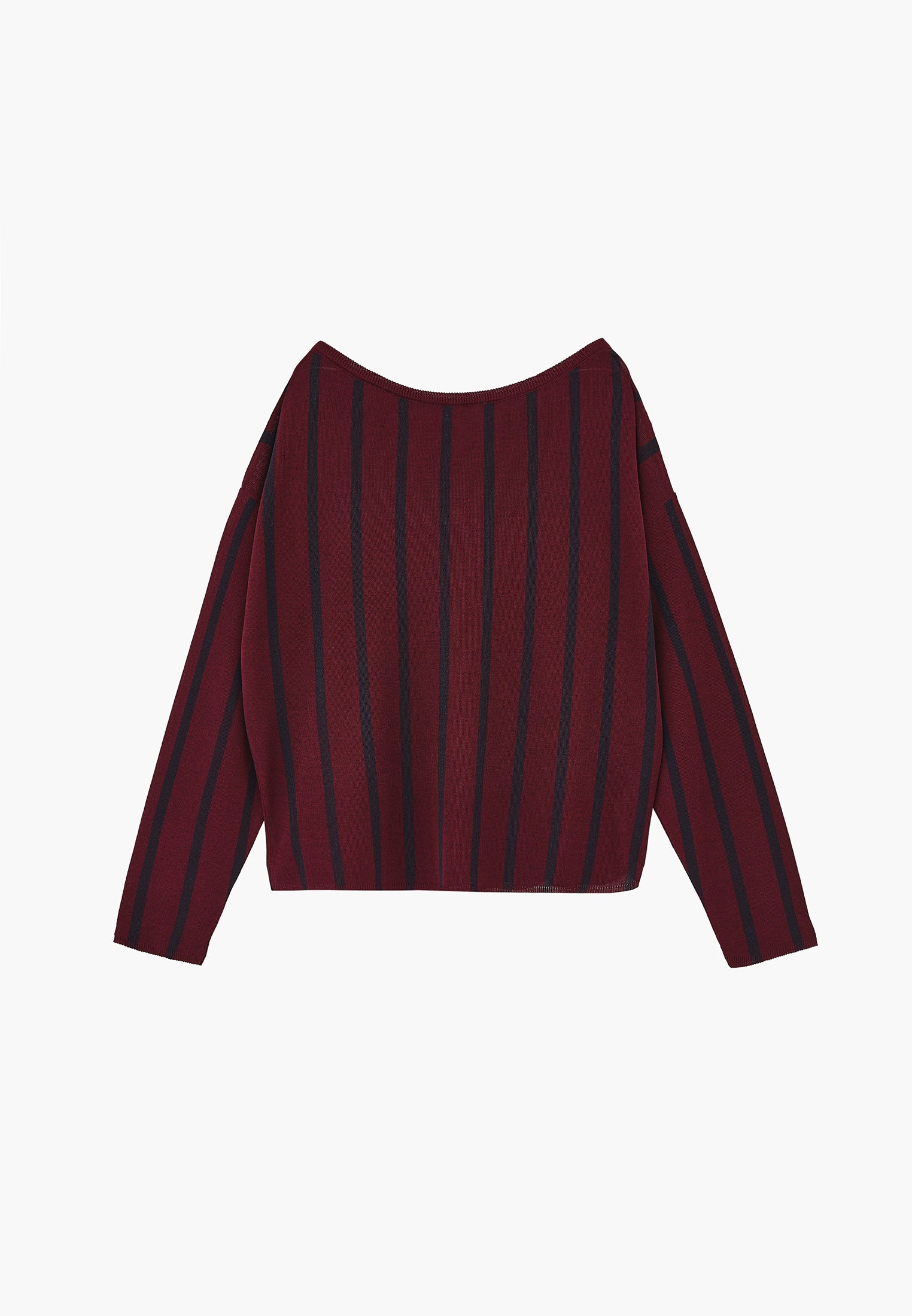 Striped Boat Neck Knit Sweater - STRIPE COMB