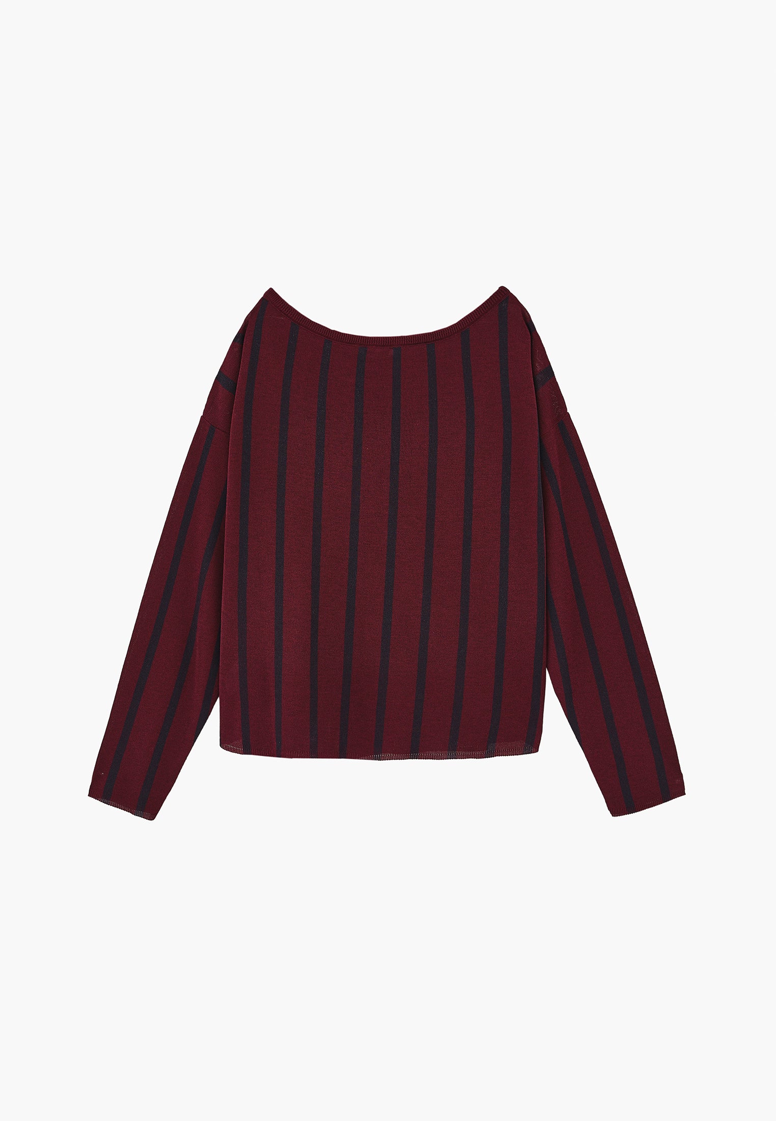 Striped Boat Neck Knit Sweater - STRIPE COMB