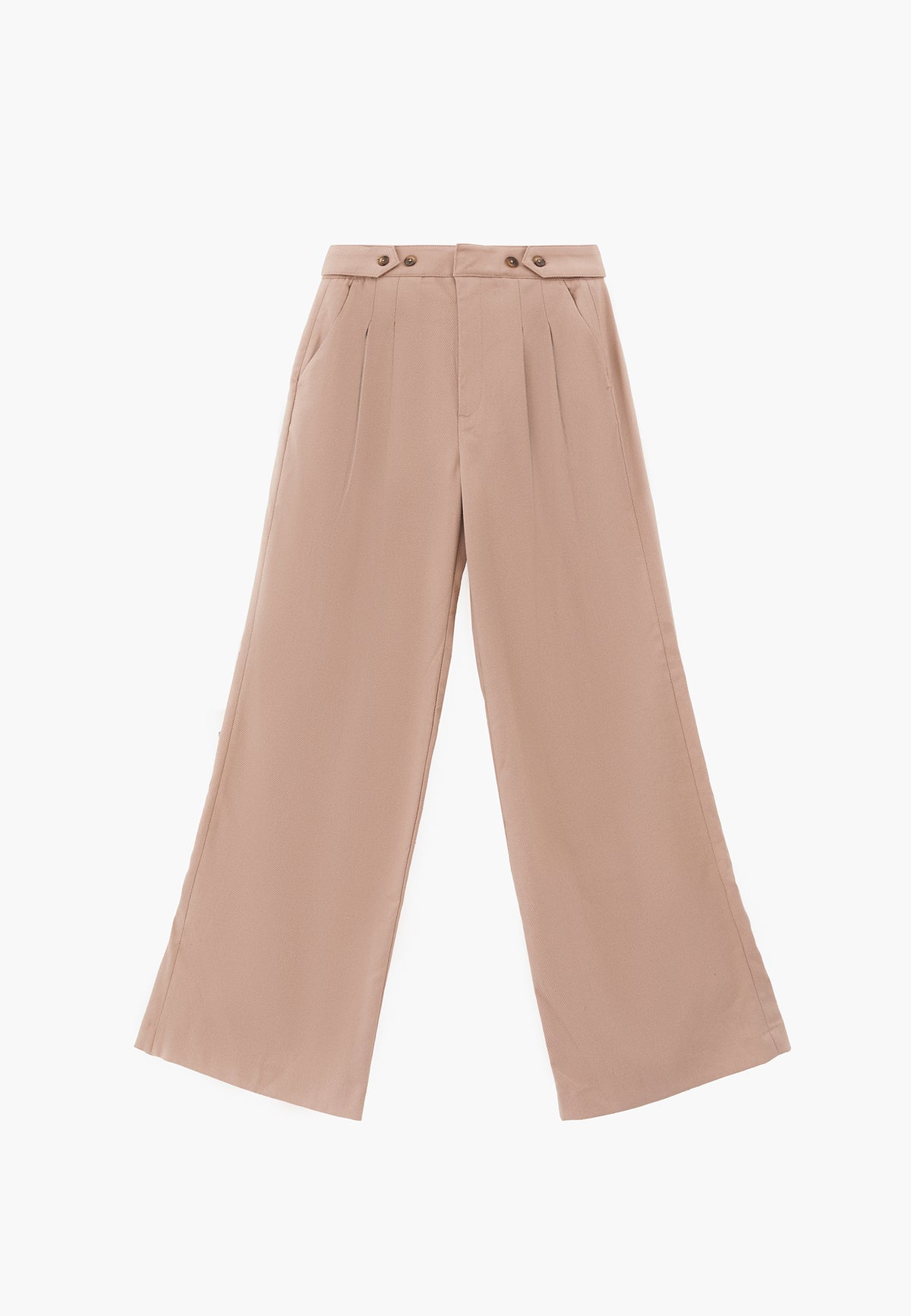 Wide Leg Pants With Button Details - STUCCO
