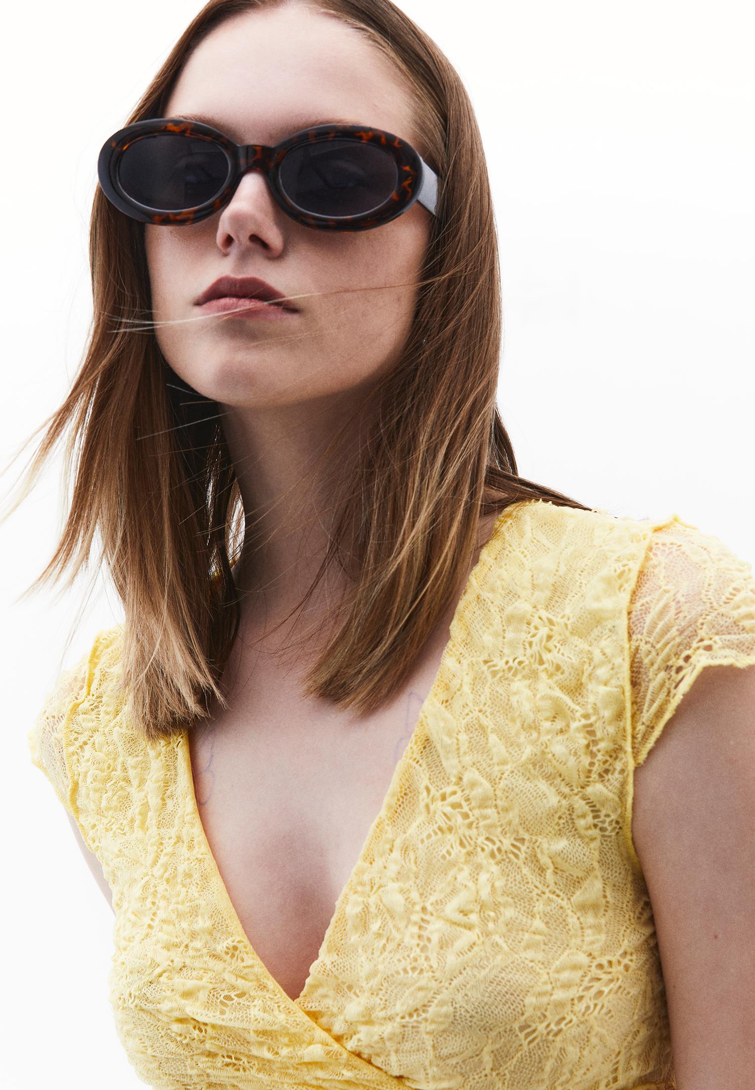 Wrap Neck Bodycon T-Shirt - SUNSHINE