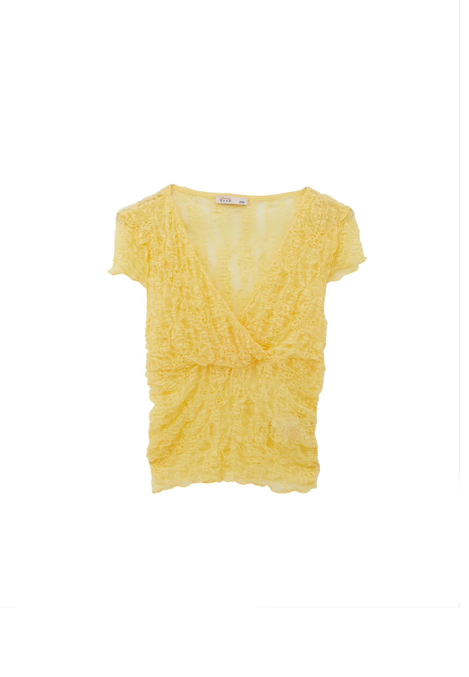 Wrap Neck Bodycon T-Shirt - SUNSHINE
