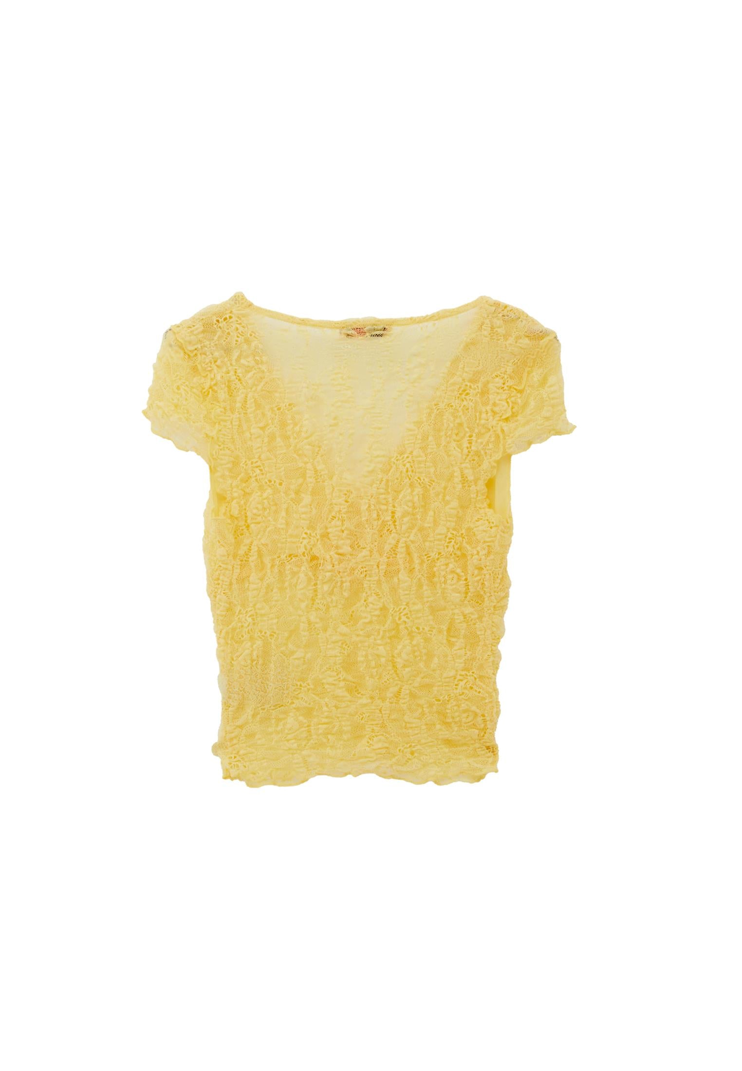 Wrap Neck Bodycon T-Shirt - SUNSHINE
