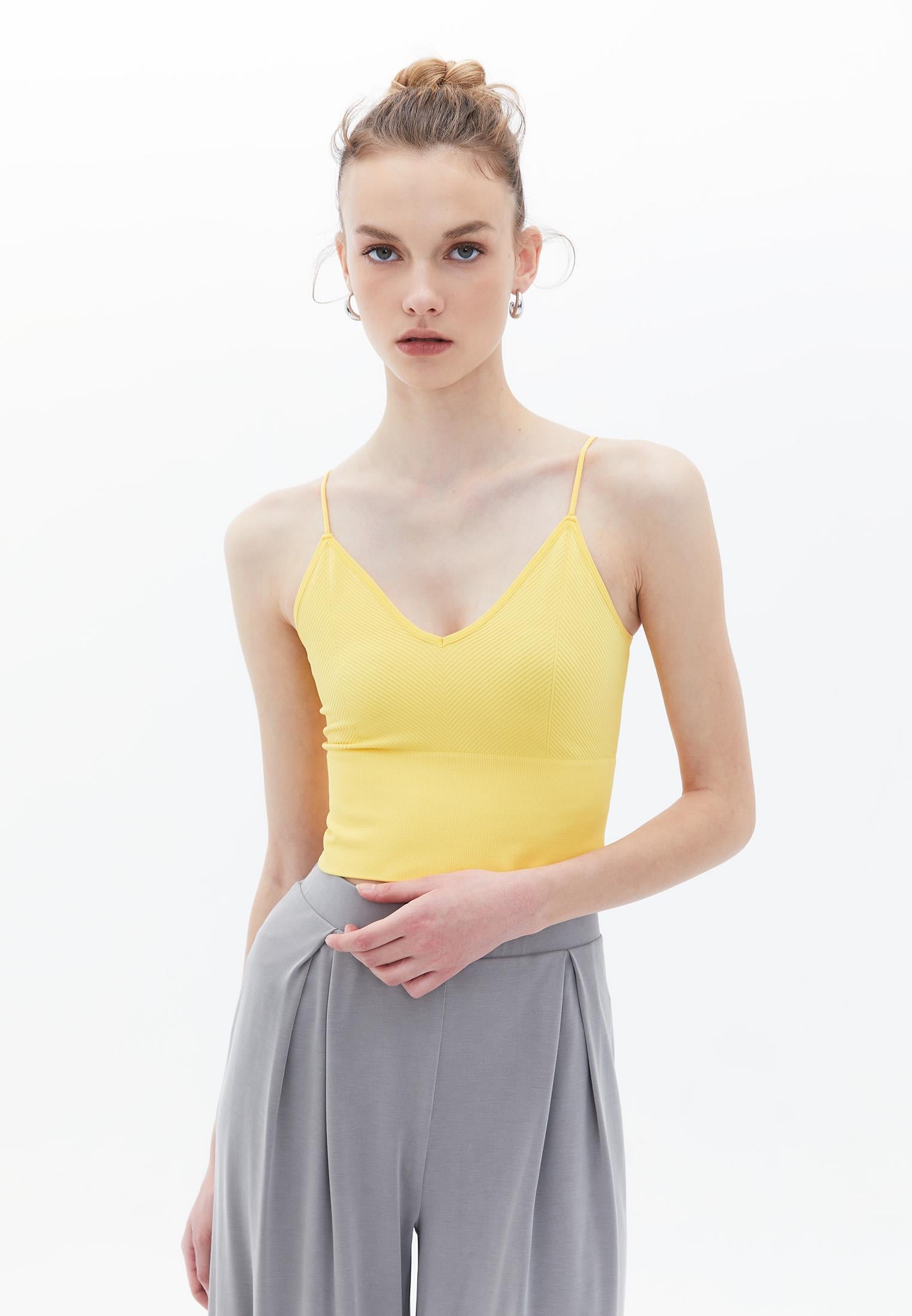 Jacquard Patterned V Neck Tank Top - SUNSTRUCK