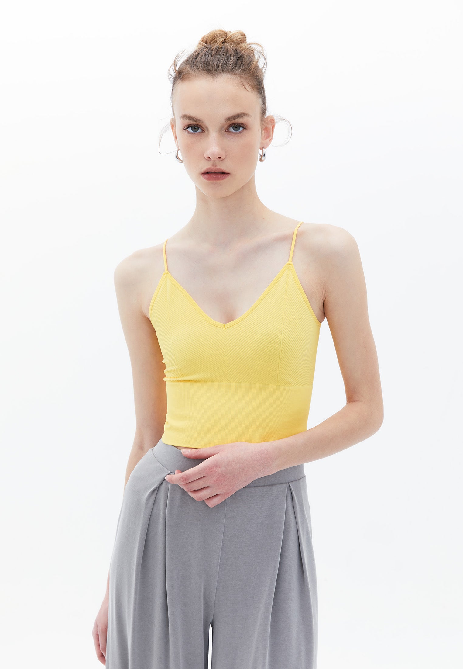 Jacquard Patterned V Neck Tank Top - SUNSTRUCK