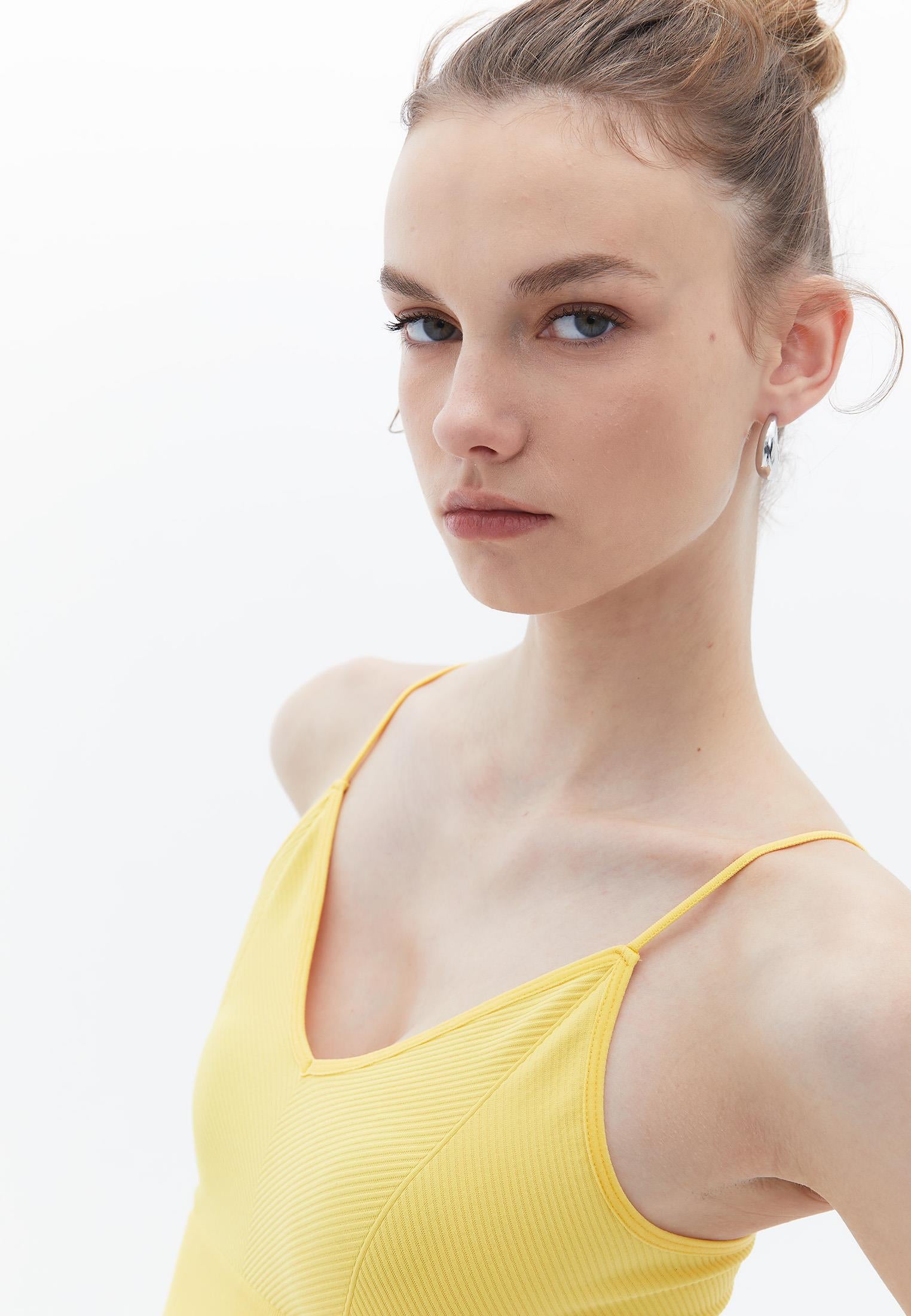 Jacquard Patterned V Neck Tank Top - SUNSTRUCK