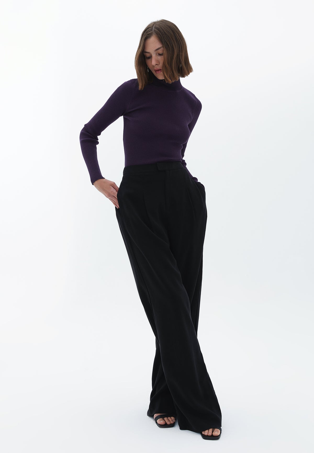 Turtleneck Raglan Sleeve Knitwear - SWEET GRAPE