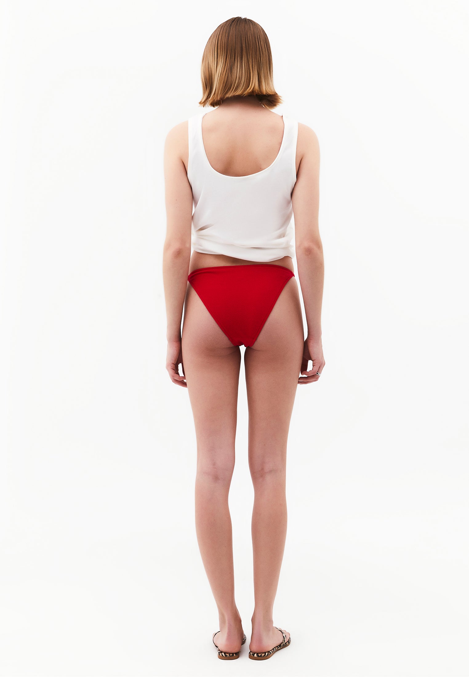 Slim Bikini Bottom With Buckle Detail - TANGO RED