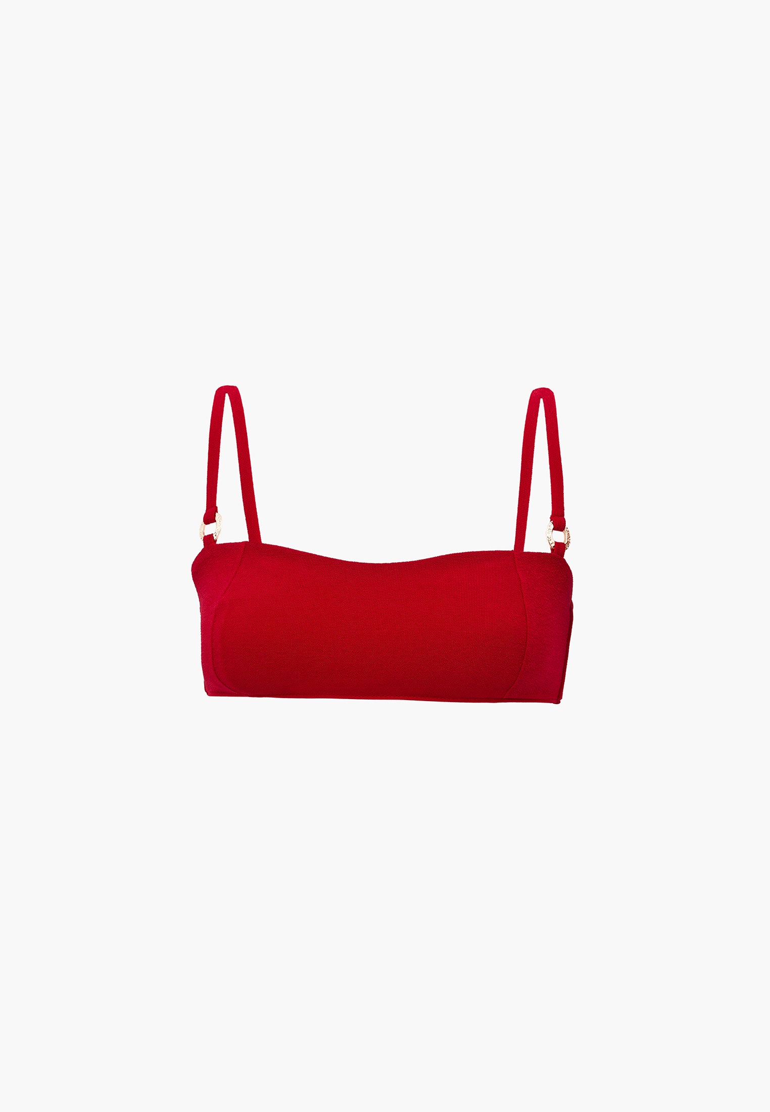 Bodycon Buckle Detail Bikini Top - TANGO RED