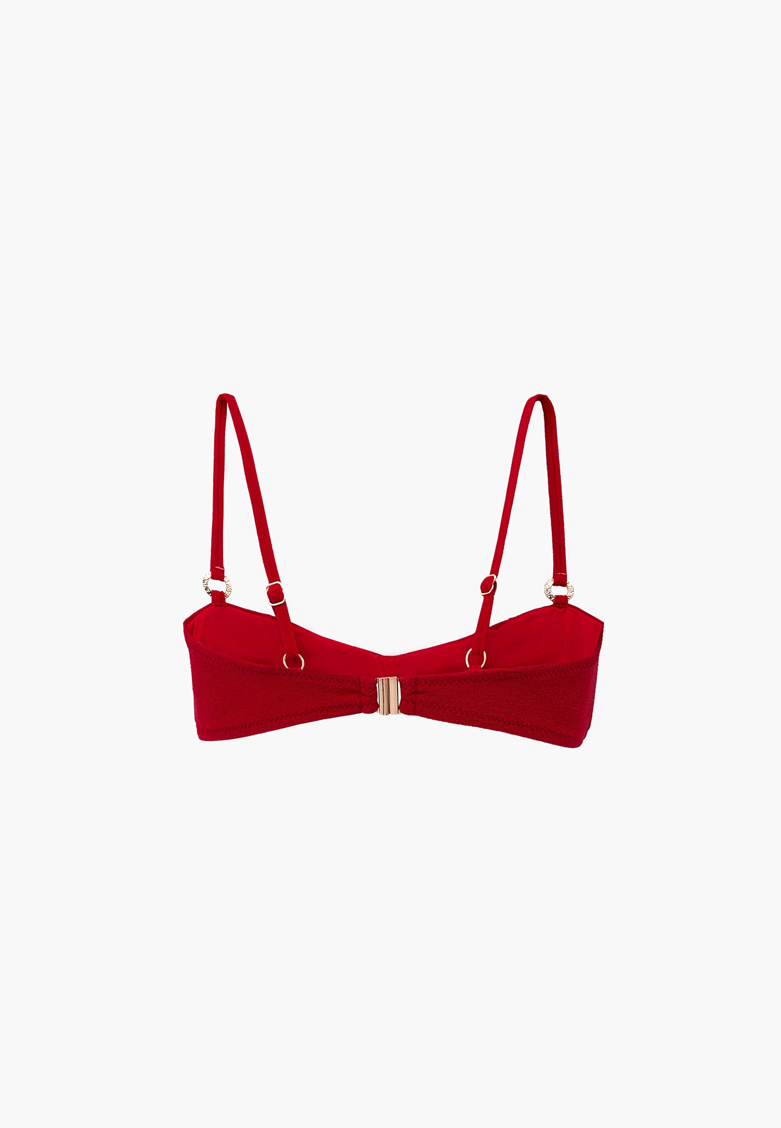 Bodycon Buckle Detail Bikini Top - TANGO RED