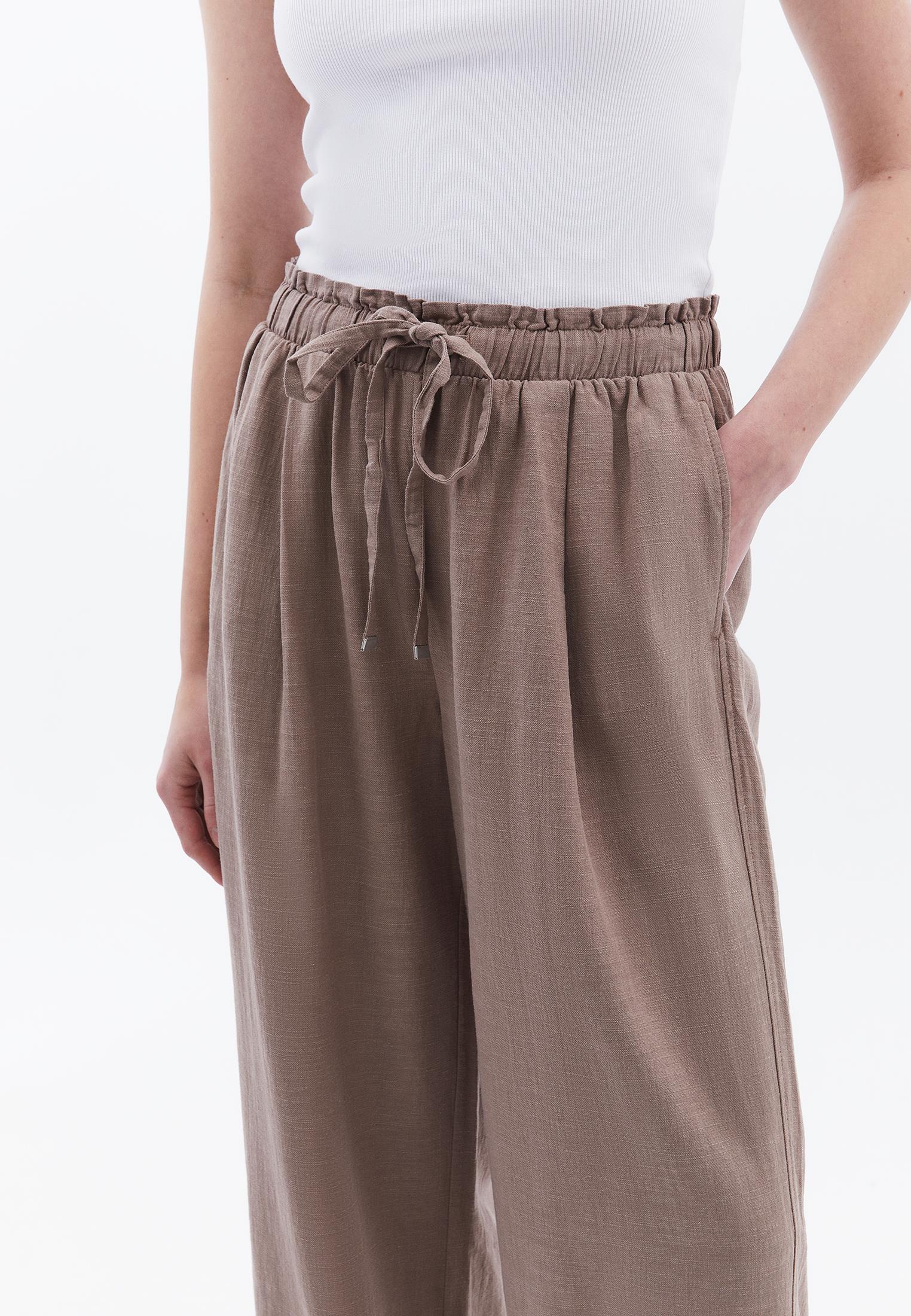 Wide Leg High Waist Pants - TAUPE GRAY