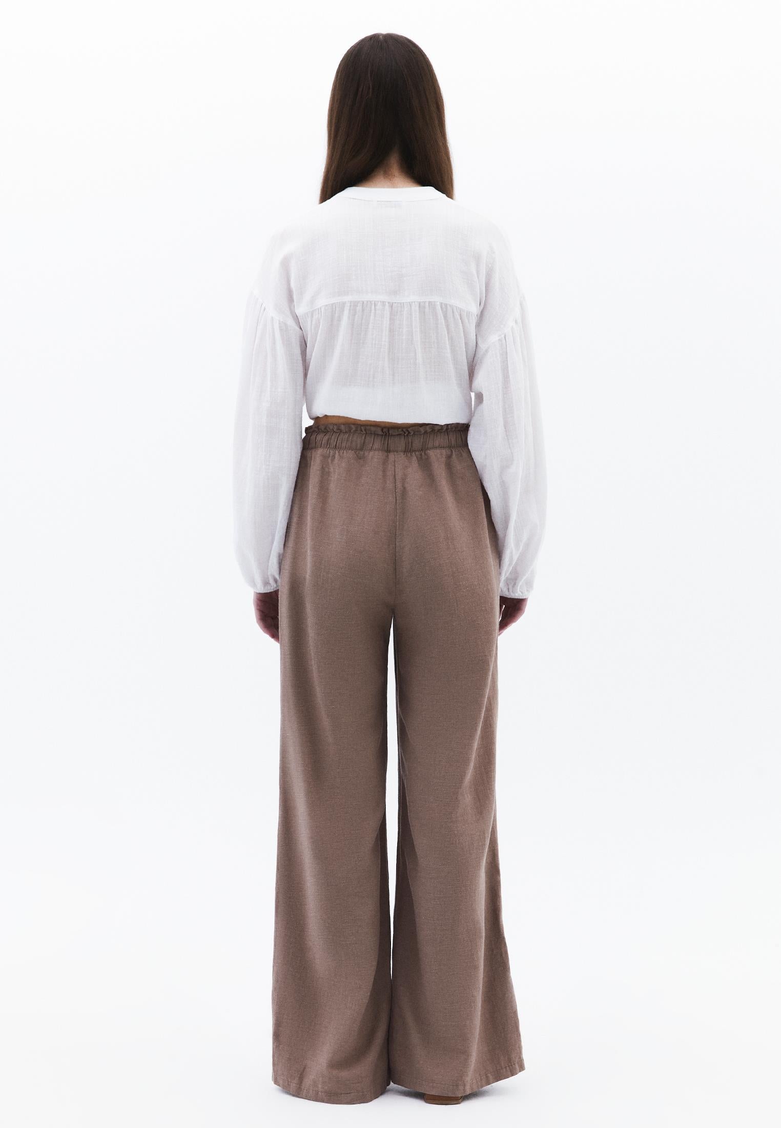 High Waist Wide Leg Pants - TAUPE GRAY