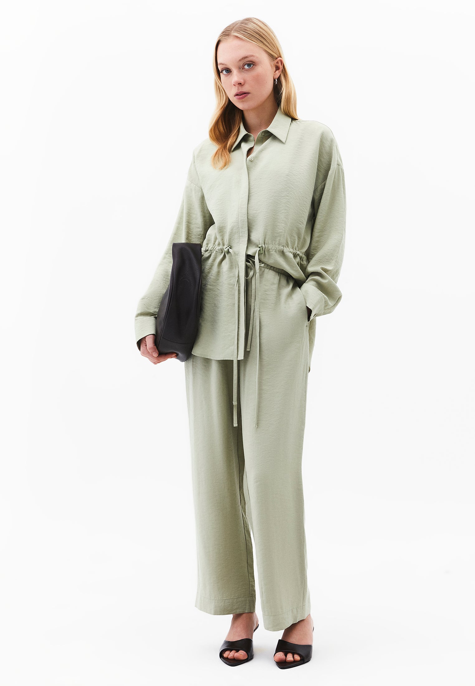 High Waist Straight Pants - TEA