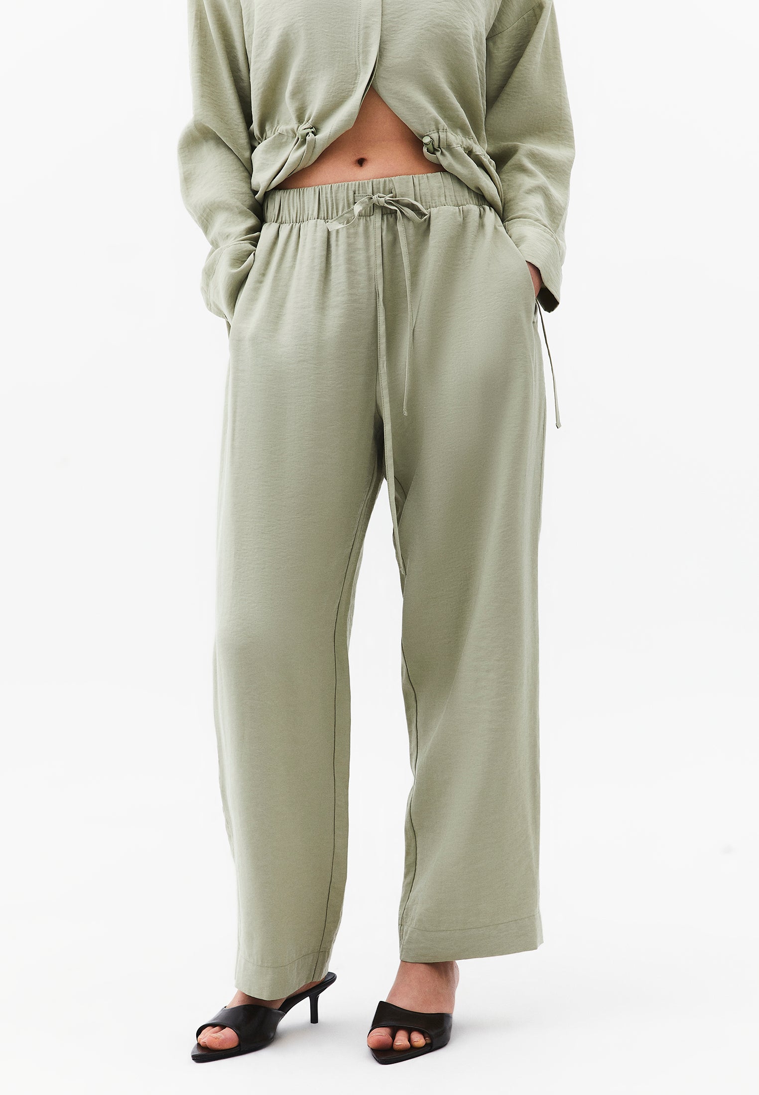 High Waist Straight Pants - TEA