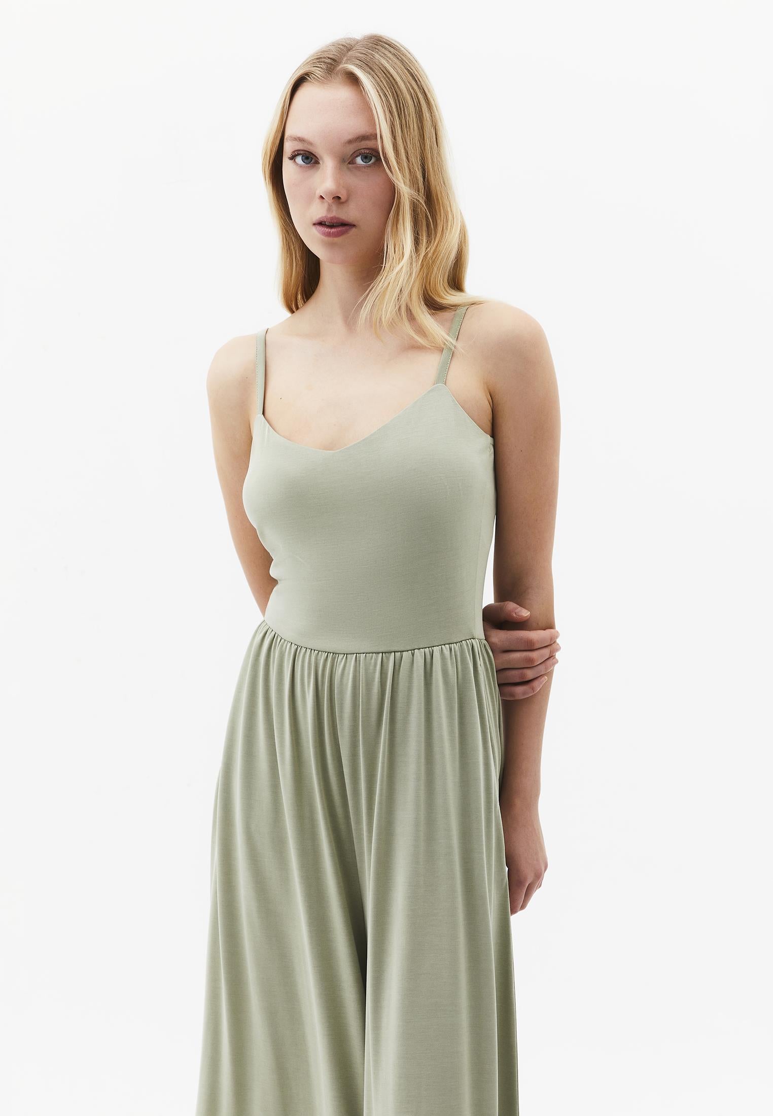 V Neck Long Jumpsuit - TEA
