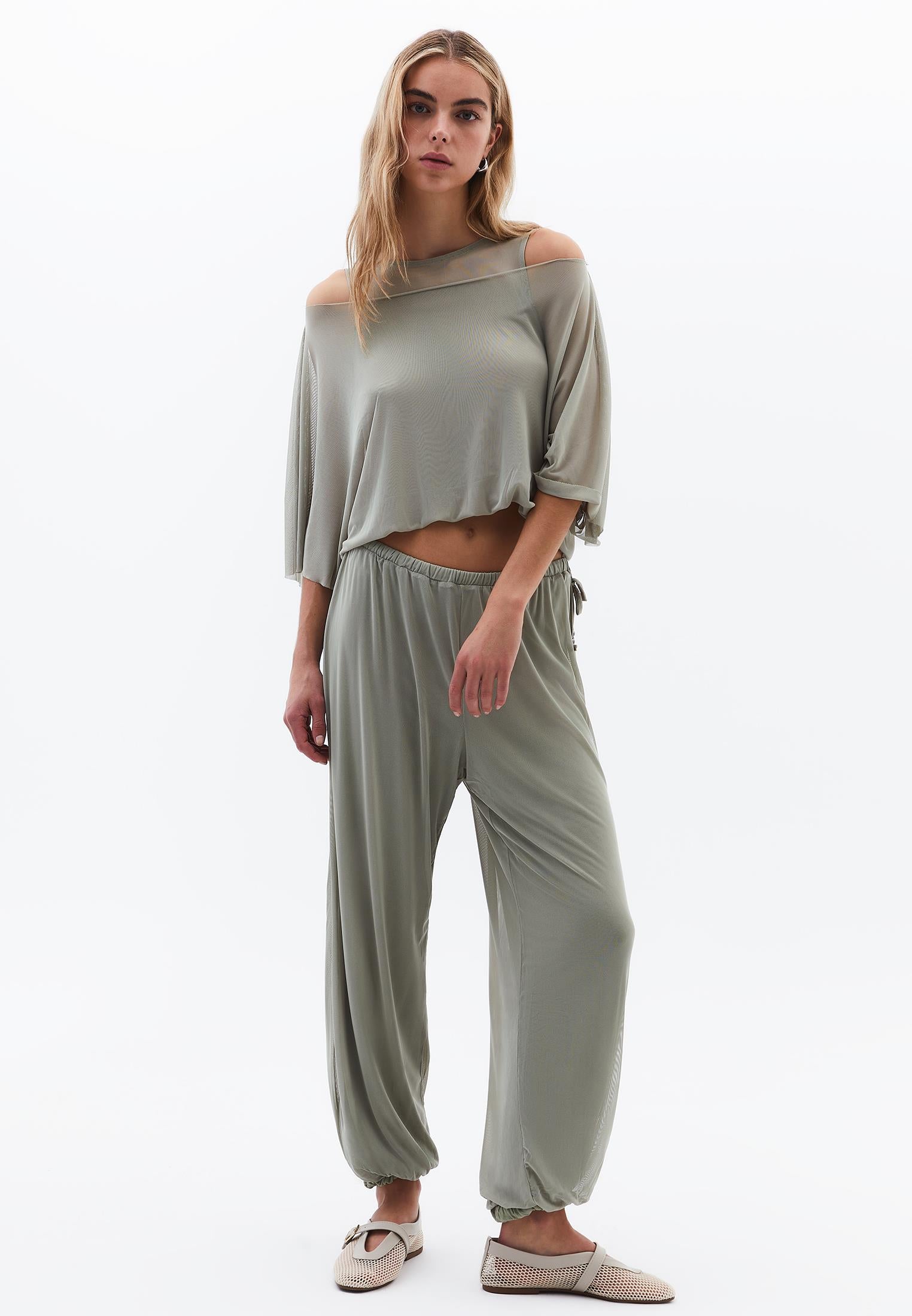 Batwing Sleeve Boat Neck Blouse - TEA