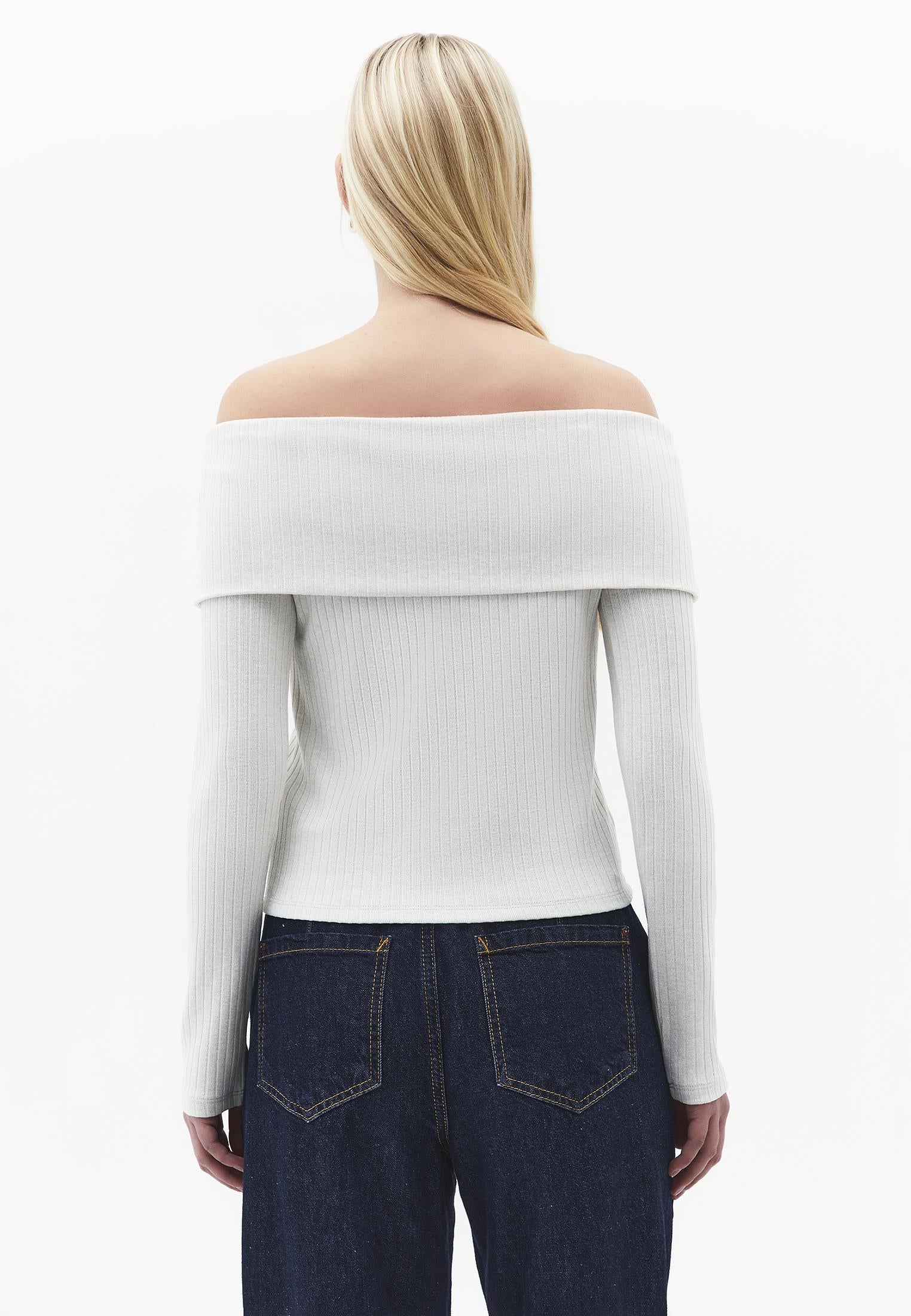 Drop Shoulder Long Sleeve Knit Sweater - TEA