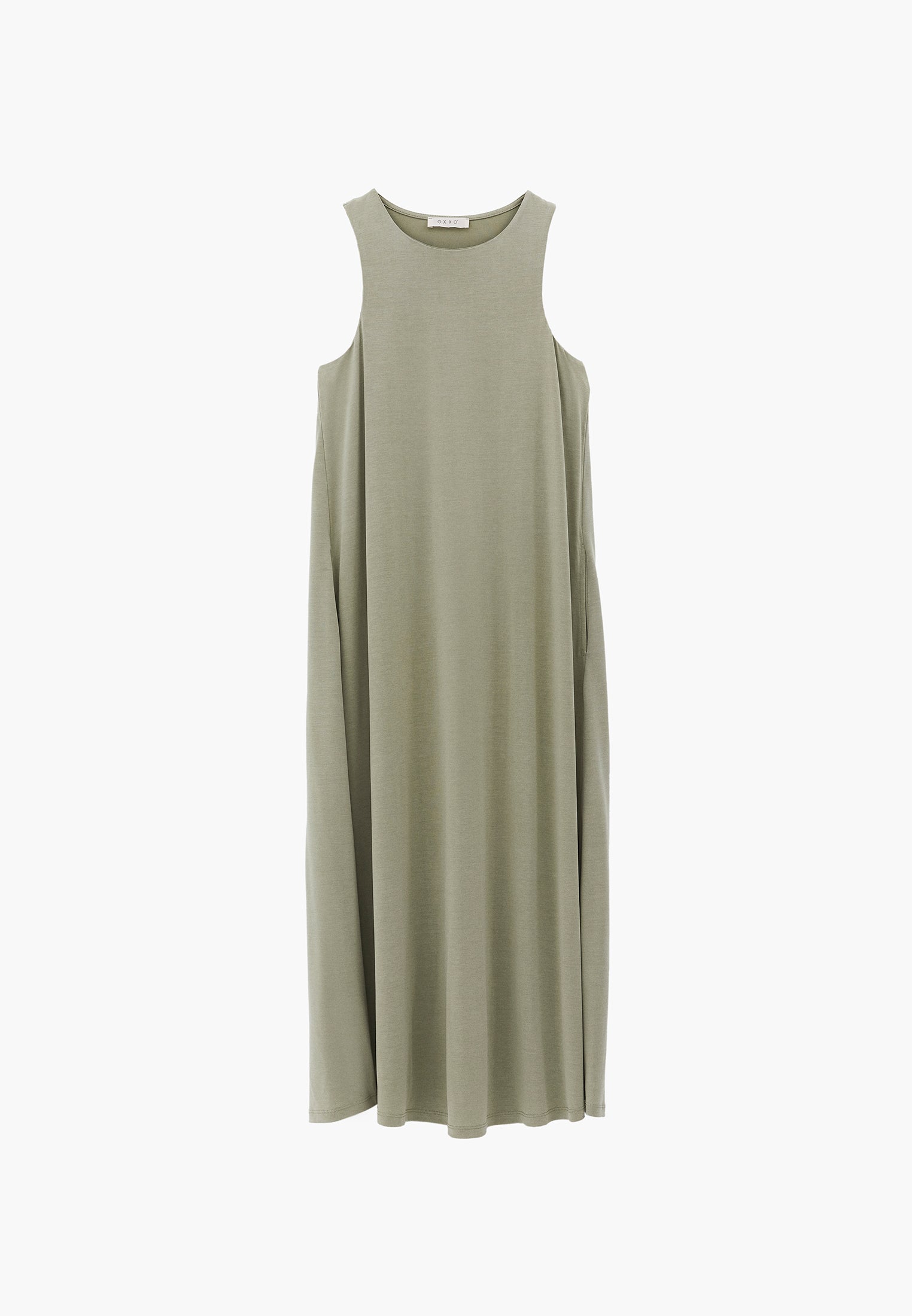 Halter Neck A-Line Midi Dress - TEA
