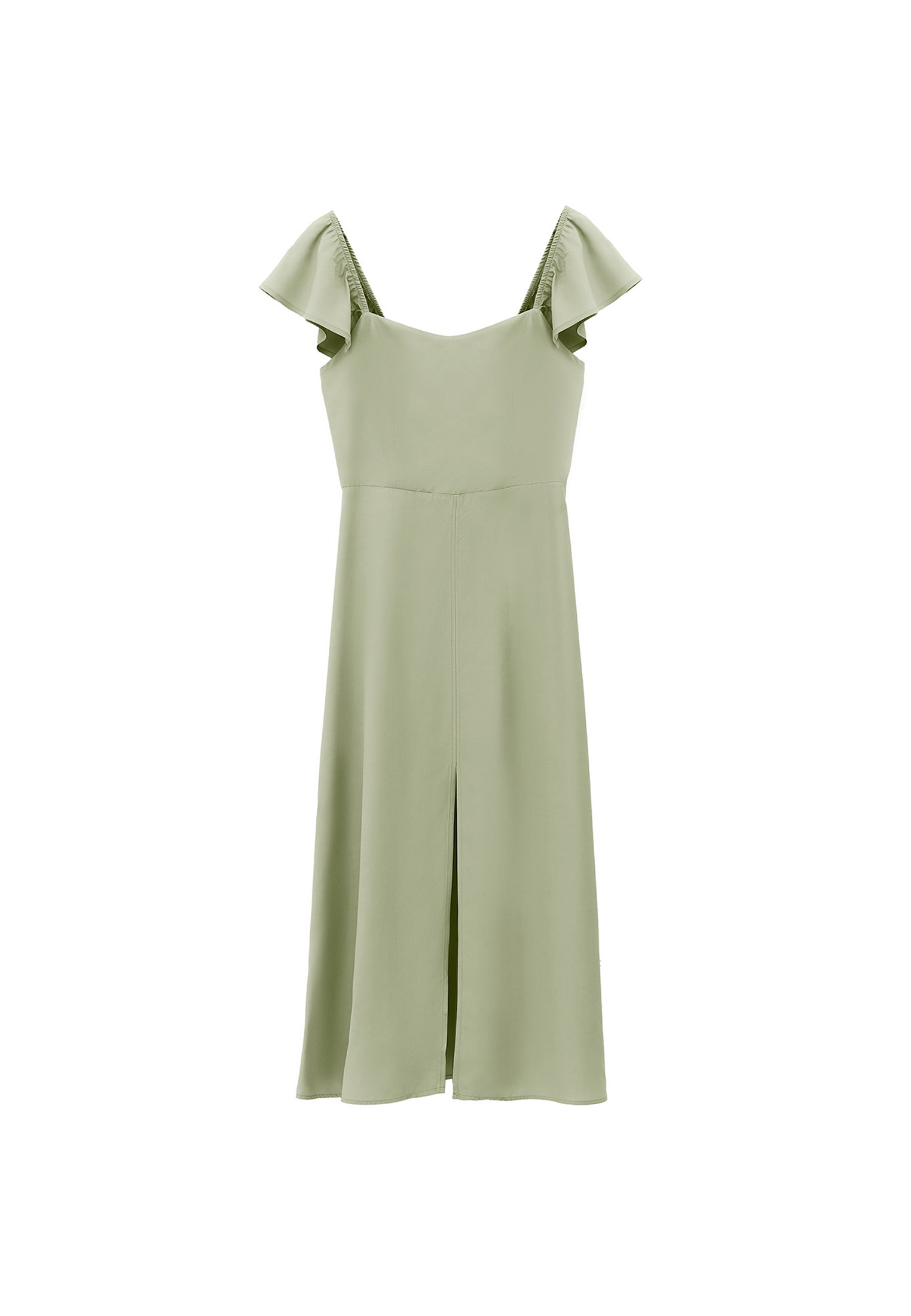 Sweetheart Neck Slit Detailed Midi Dress - TEA