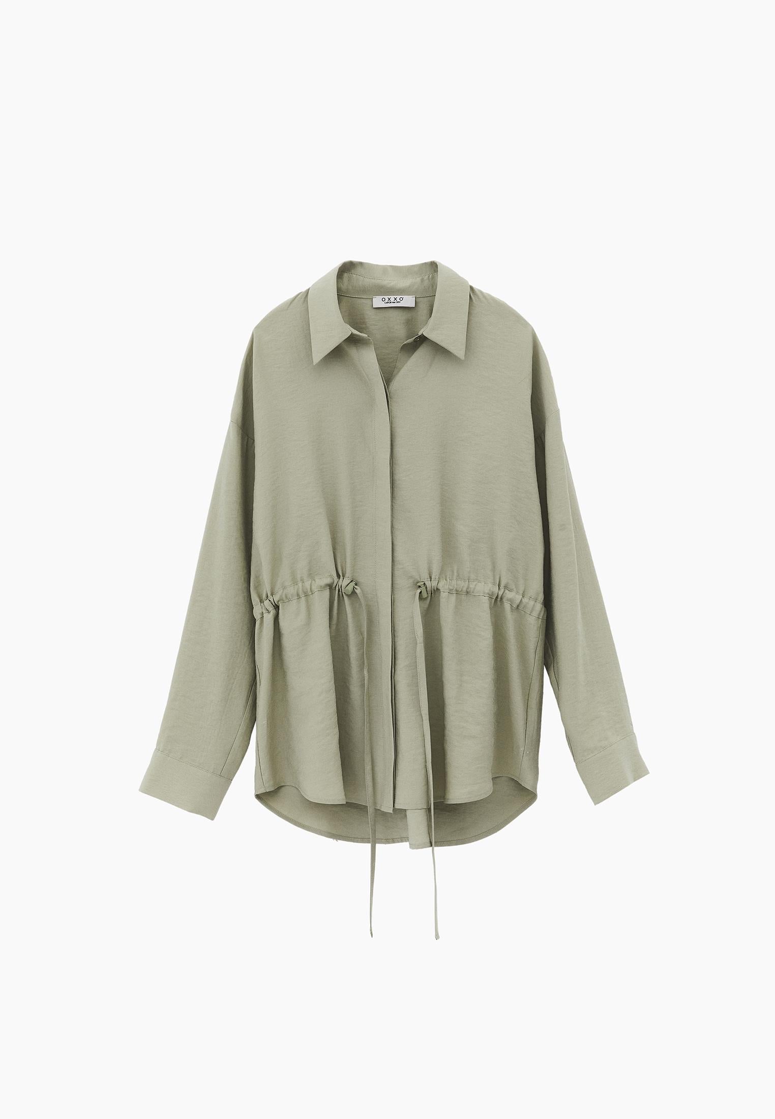 Oversize Shirt Collar Long Tunic - TEA