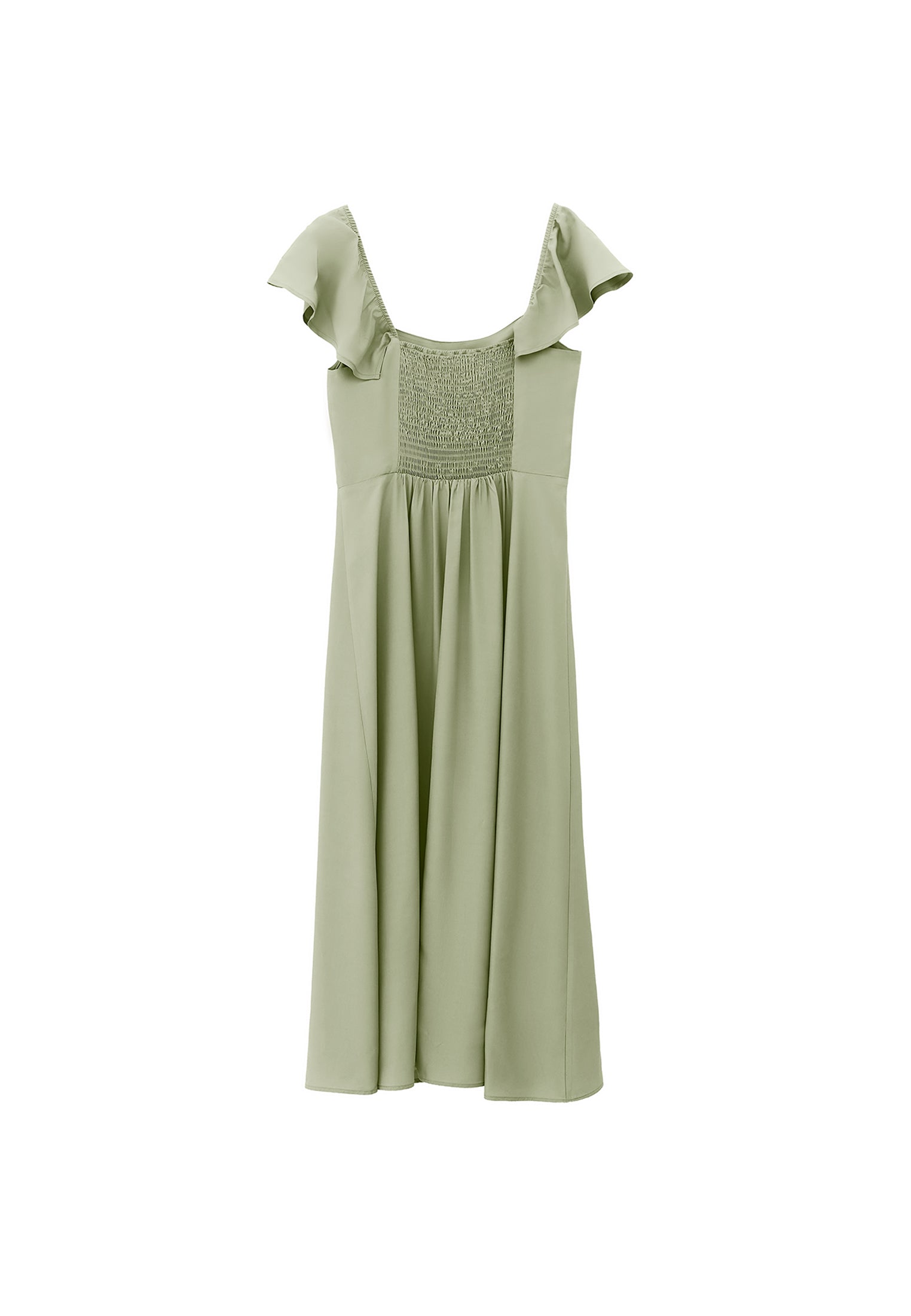 Sweetheart Neck Slit Detailed Midi Dress - TEA