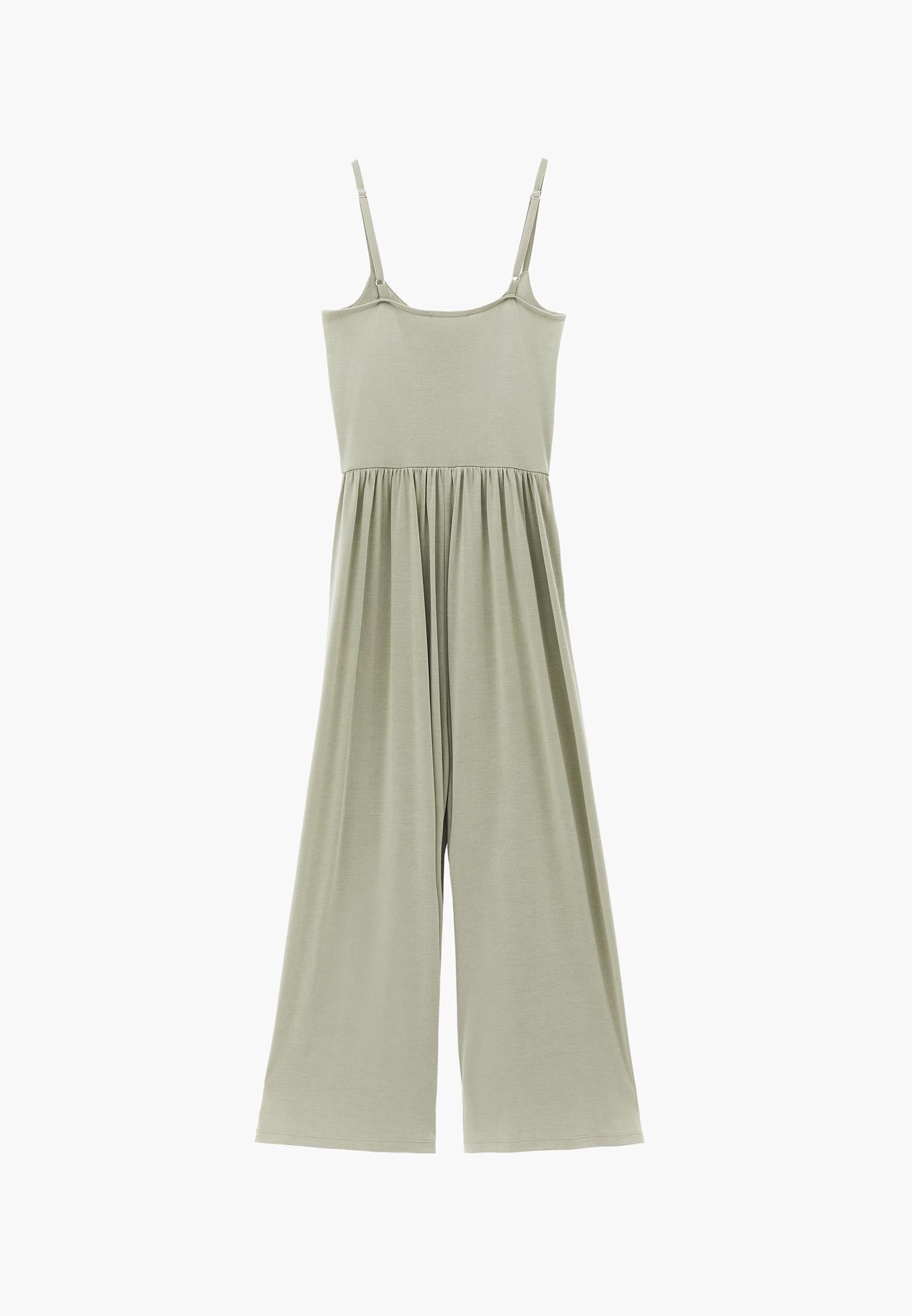 V Neck Long Jumpsuit - TEA