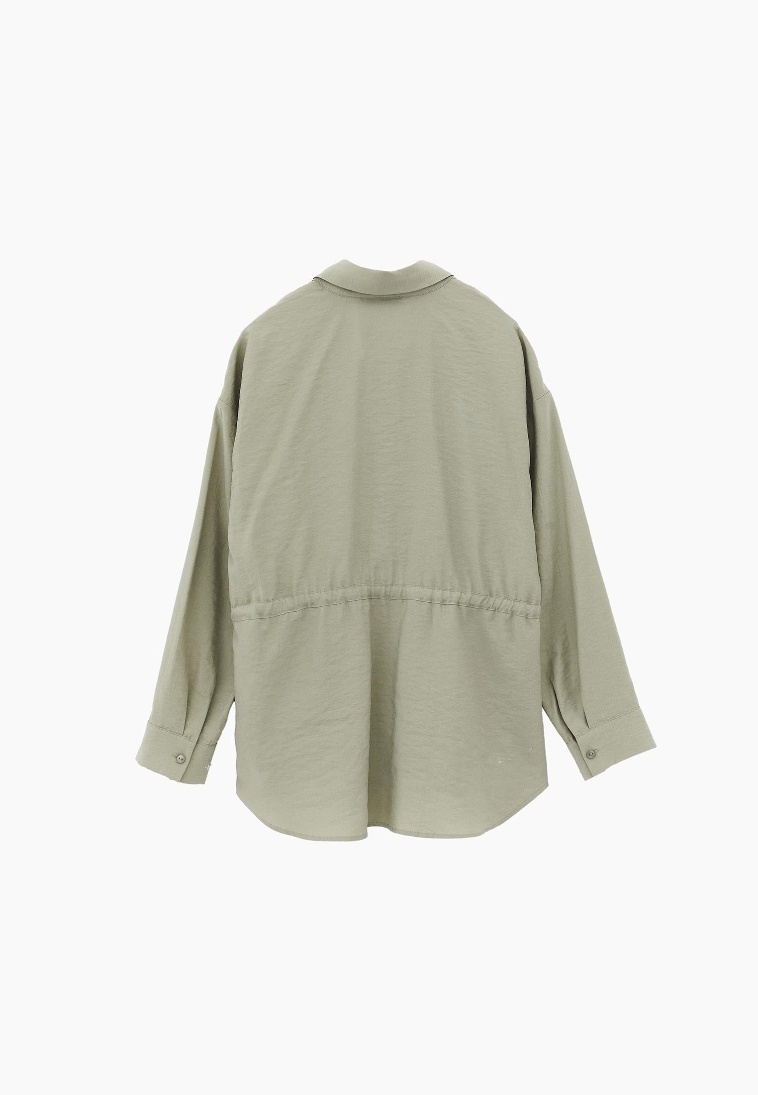 Oversize Shirt Collar Long Tunic - TEA