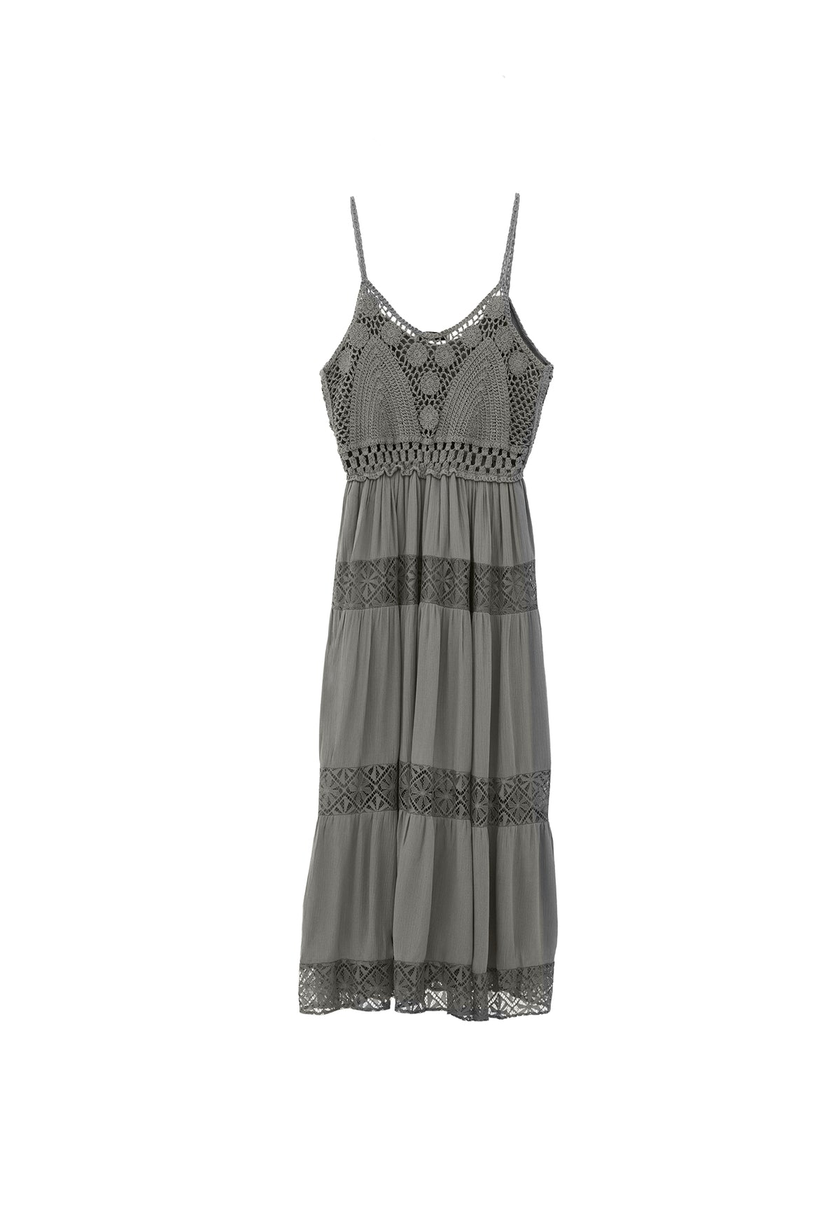 Bohemian Style Deep Neck Dress - TEA