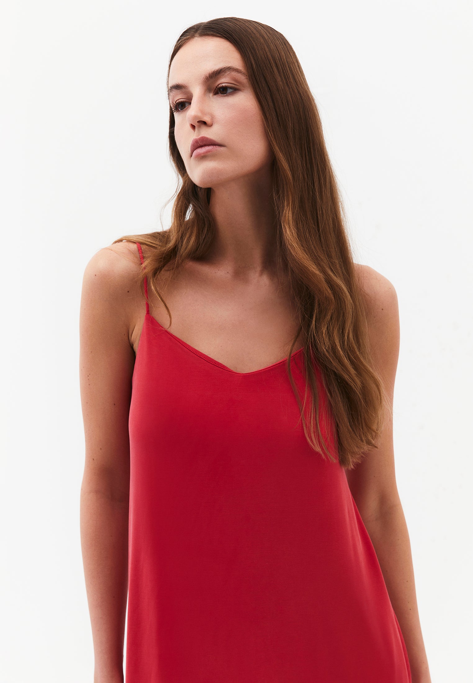 Strappy V Neck Midi Dress - TOMATO PUREE