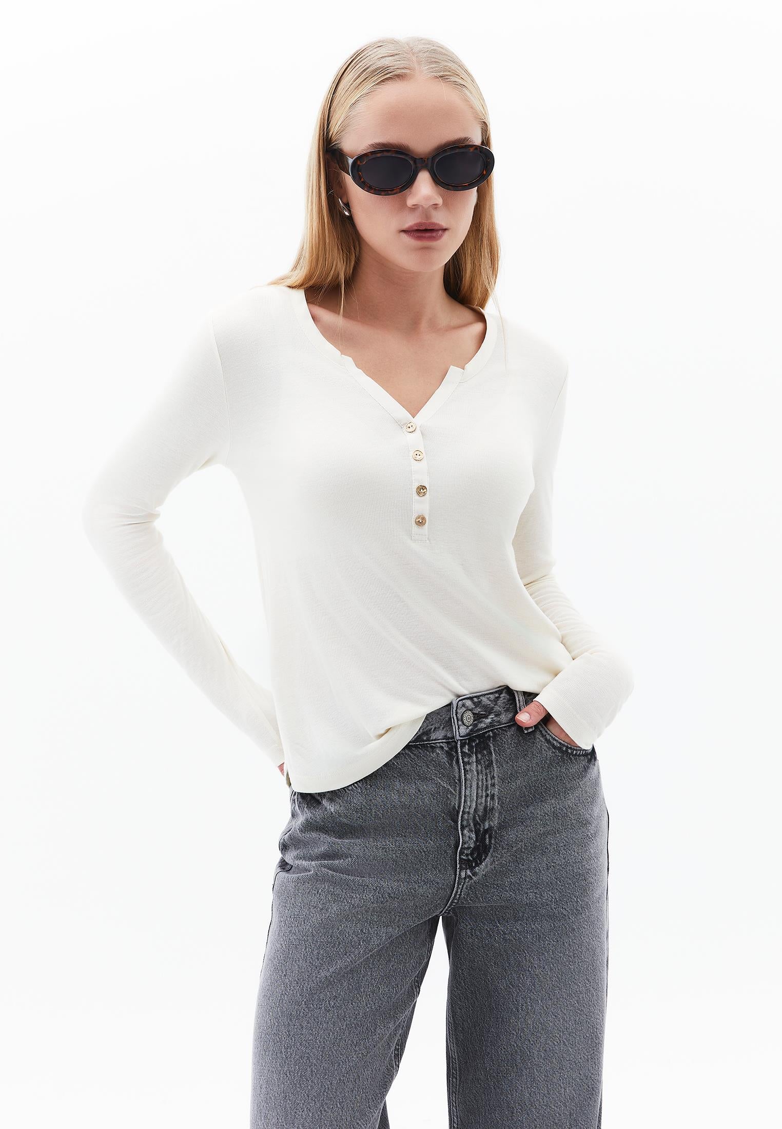 Polo Collar Buttoned T-Shirt - TURTLEDOVE