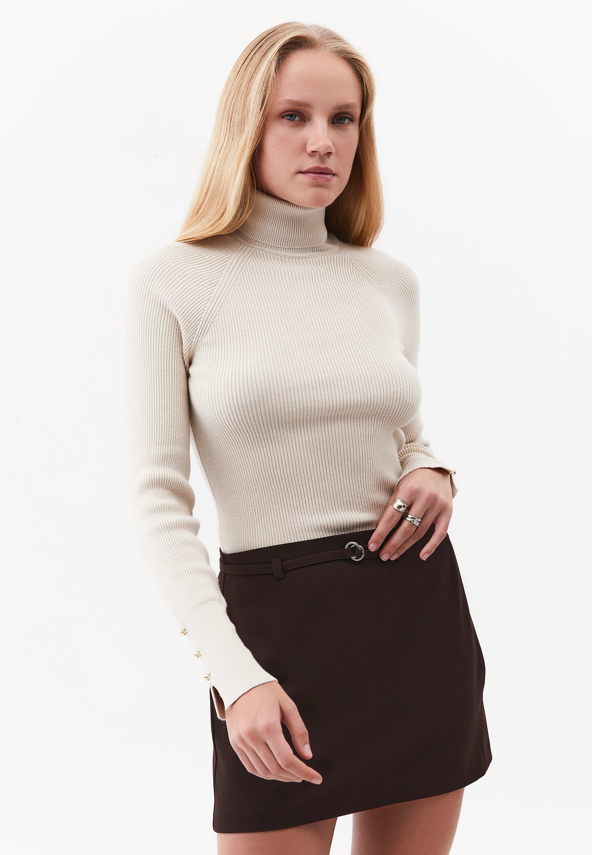Turtleneck Raglan Sleeve Knitwear - TURTLEDOVE