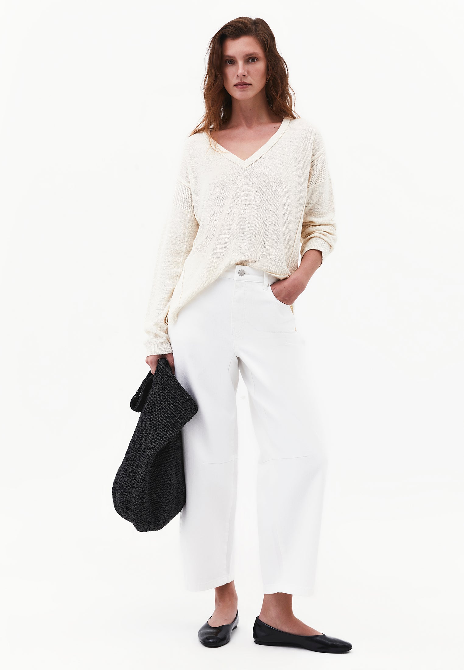 Oversize Tunic Sweater V Neck - TURTLEDOVE