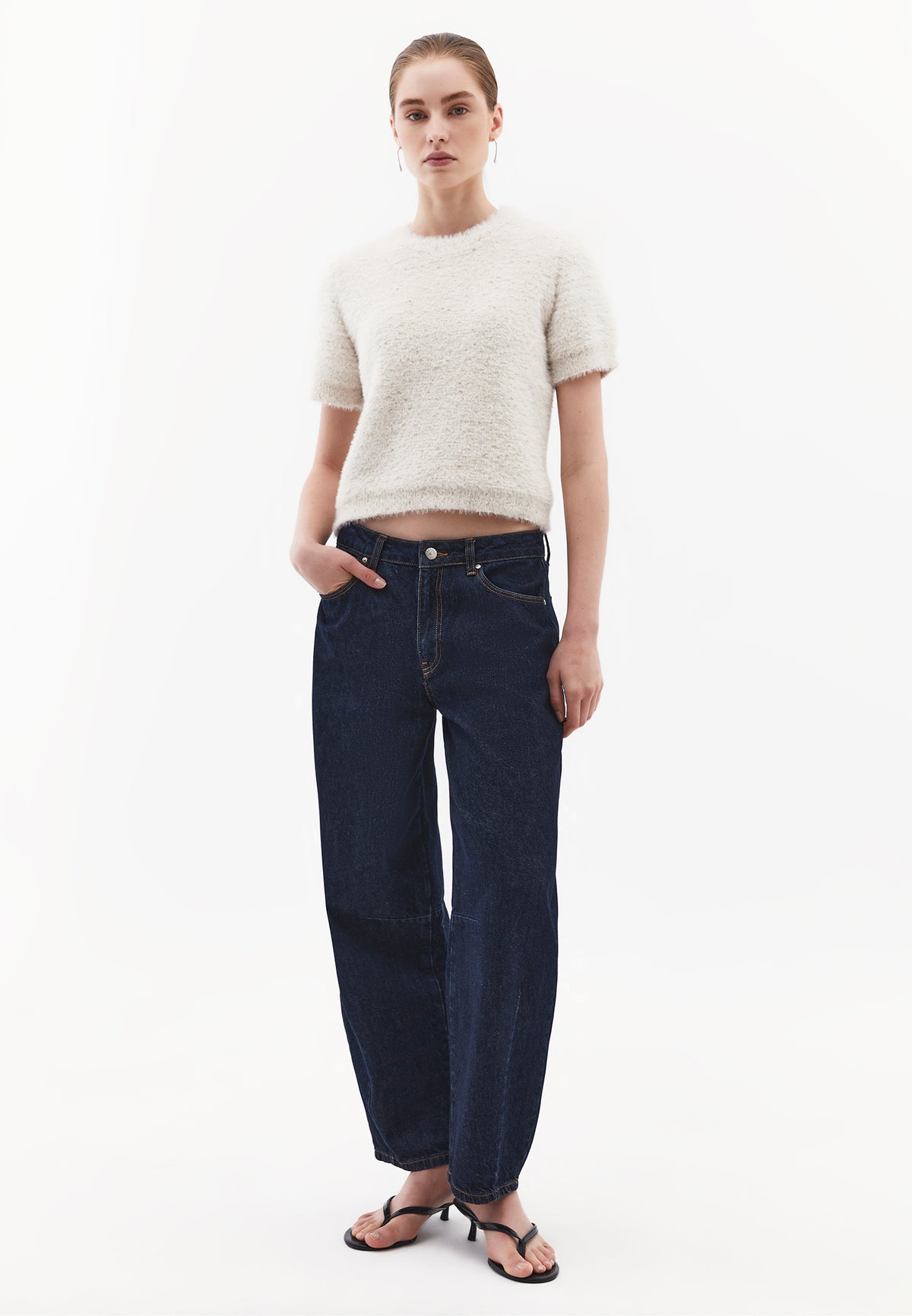 Short Sleeve Crew Neck Knit Sweater - TURTLEDOVE