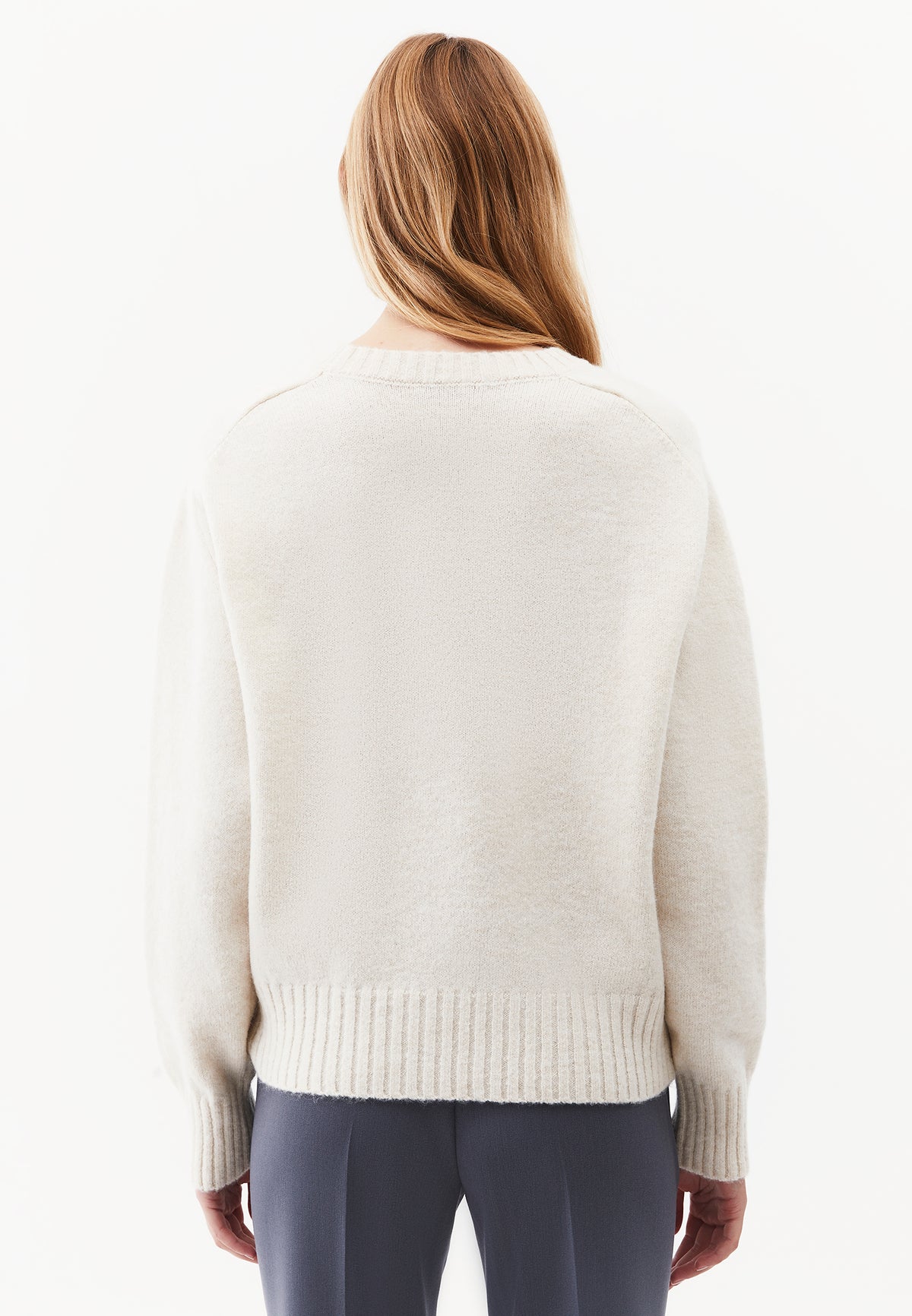 Crew Neck Raglan Sleeve Long Sleeve Knit Sweater - TURTLEDOVE