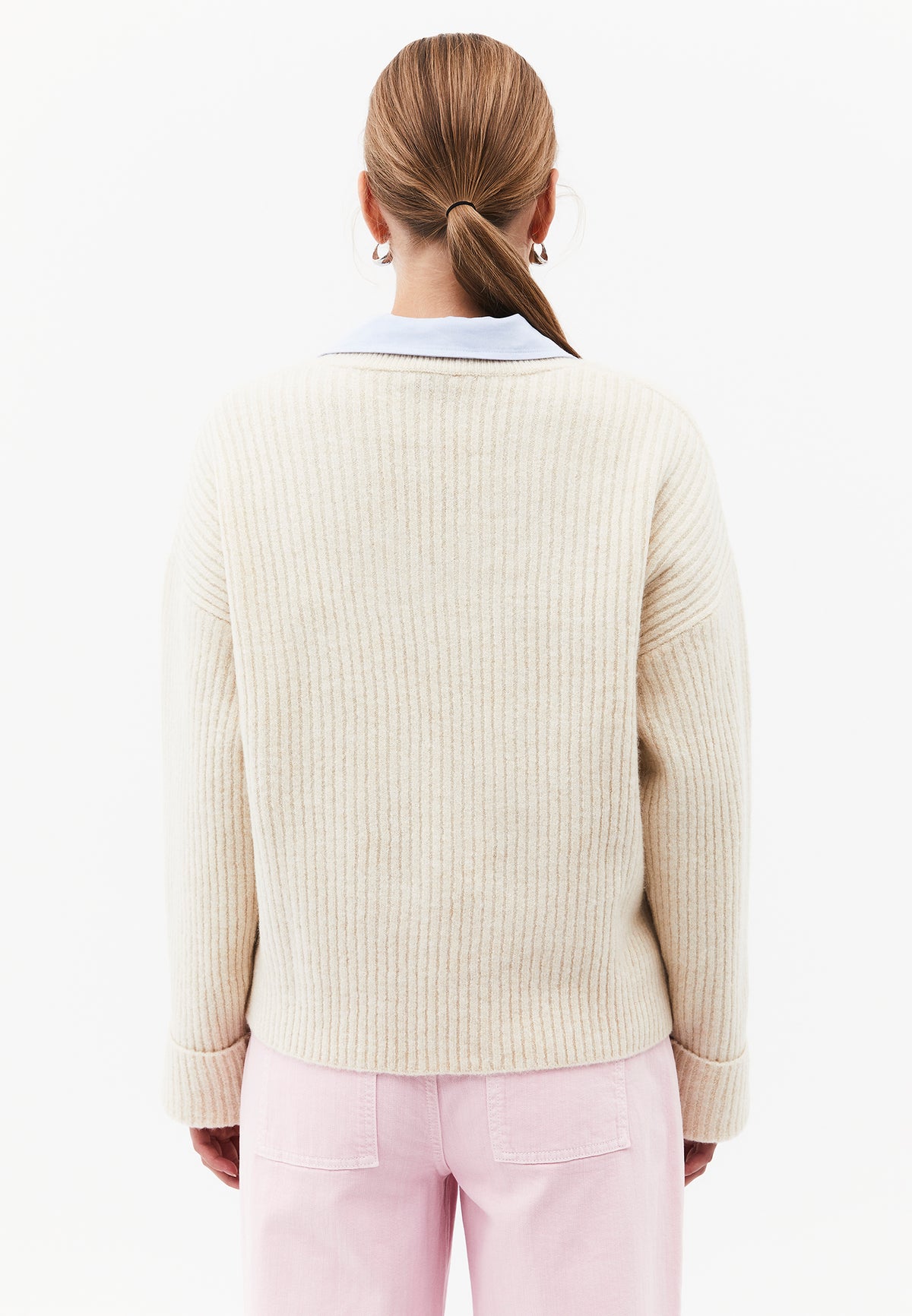 Loose V-Neck Sweater - TURTLEDOVE