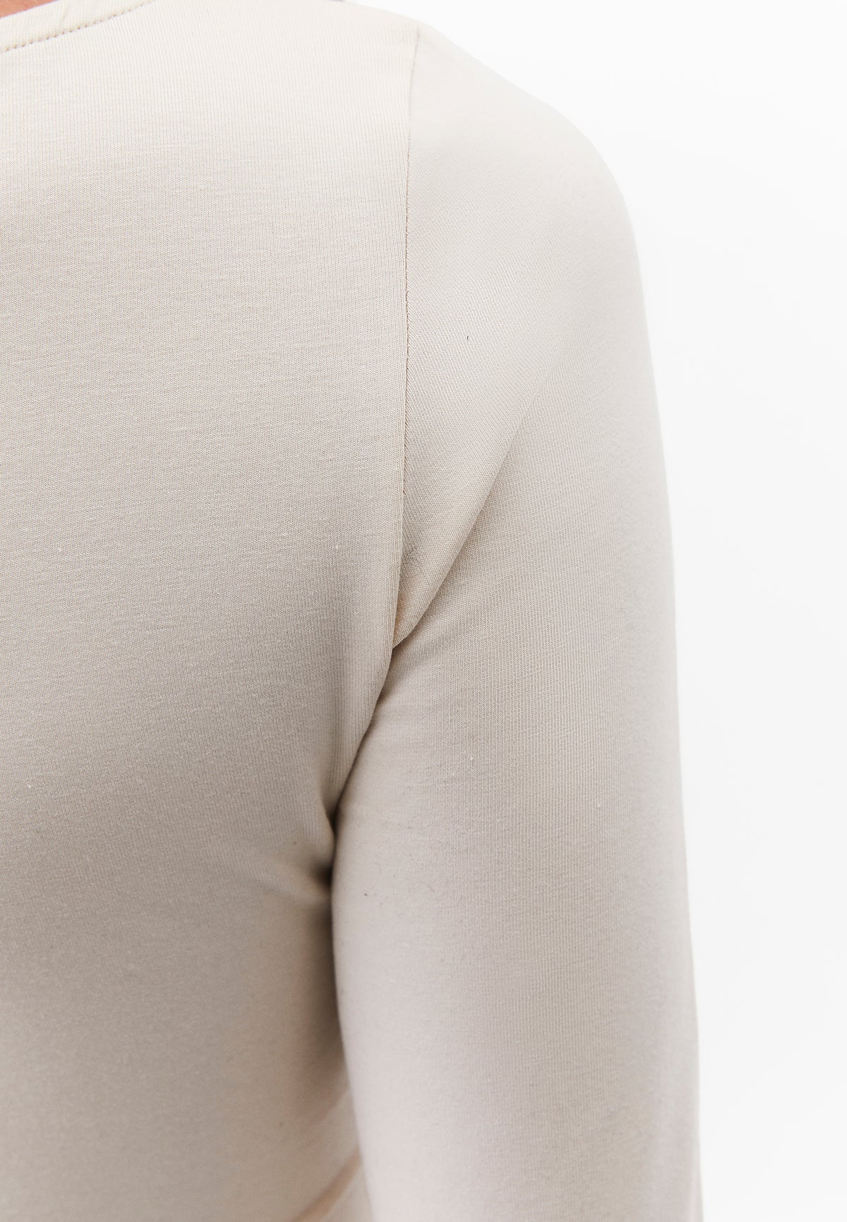 Long Sleeve T-Shirt with Collar Detail - TURTLEDOVE