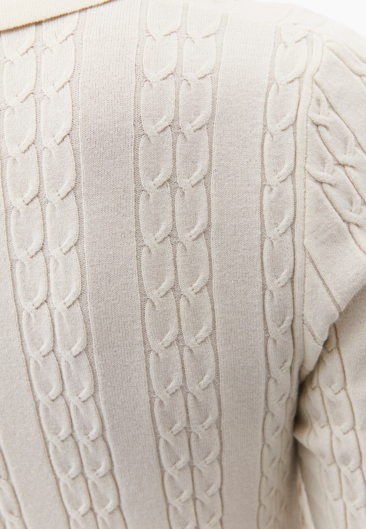 Polo Neck Knit Detail Sweater - TURTLEDOVE