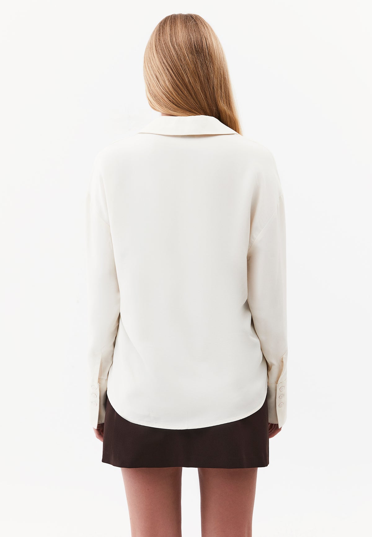 Long Sleeve Shirt with Button Detail and Shirt Collar - TURTLEDOVE