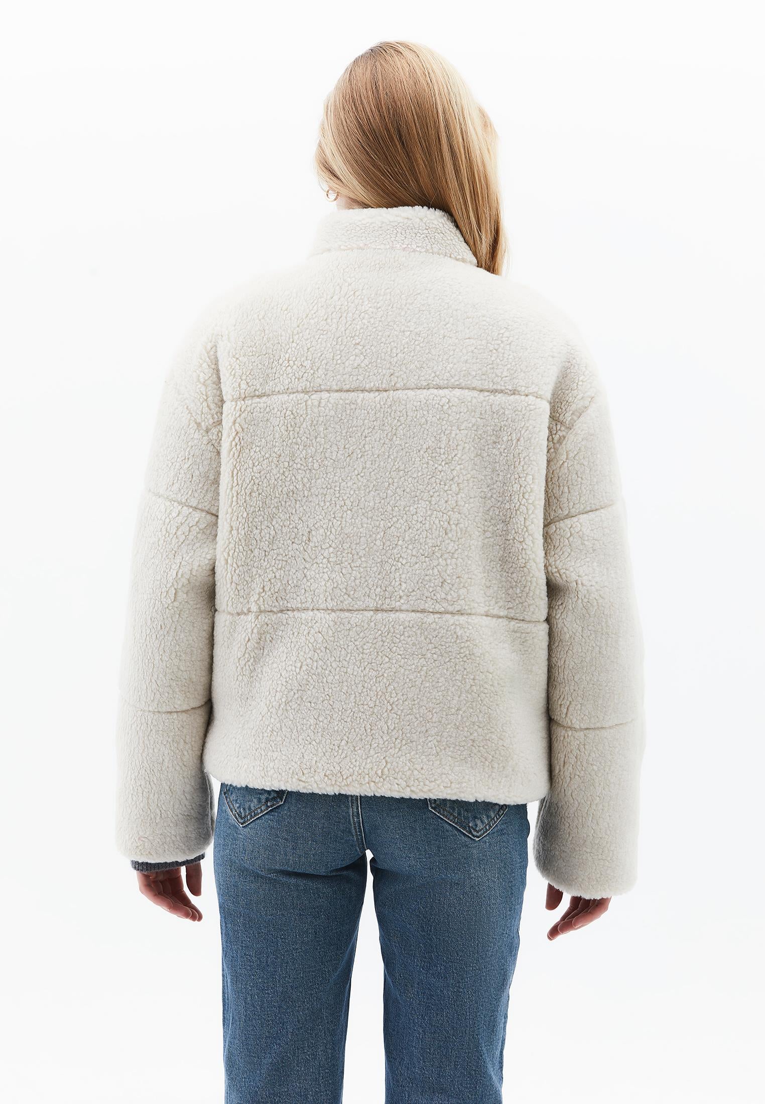 High Collar Bouclé Short Jacket - TURTLEDOVE