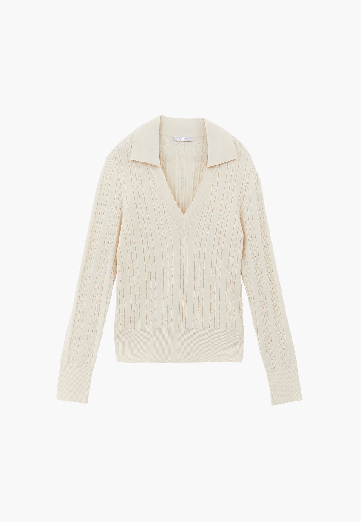 Polo Neck Knit Detail Sweater - TURTLEDOVE
