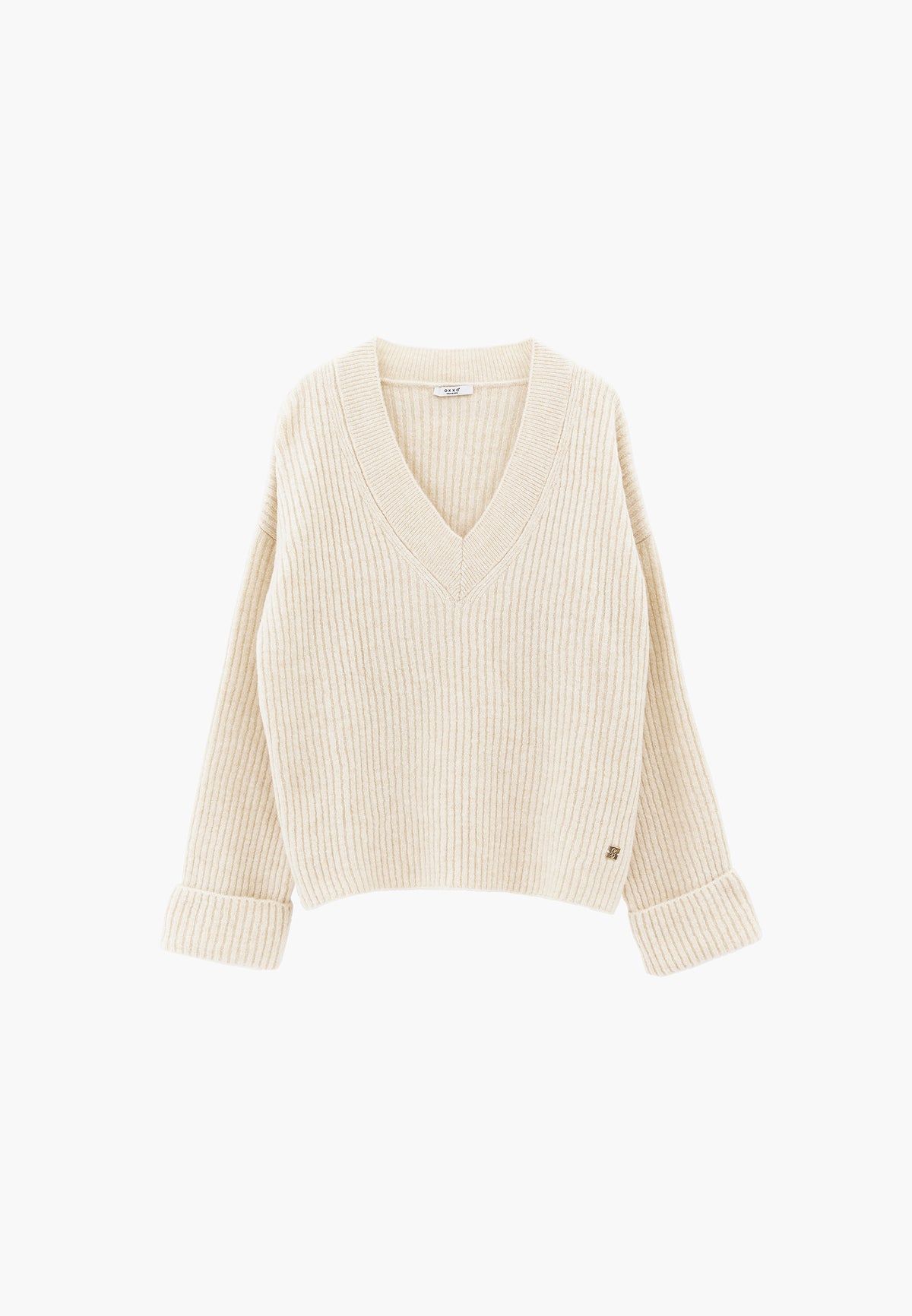 Loose V-Neck Sweater - TURTLEDOVE