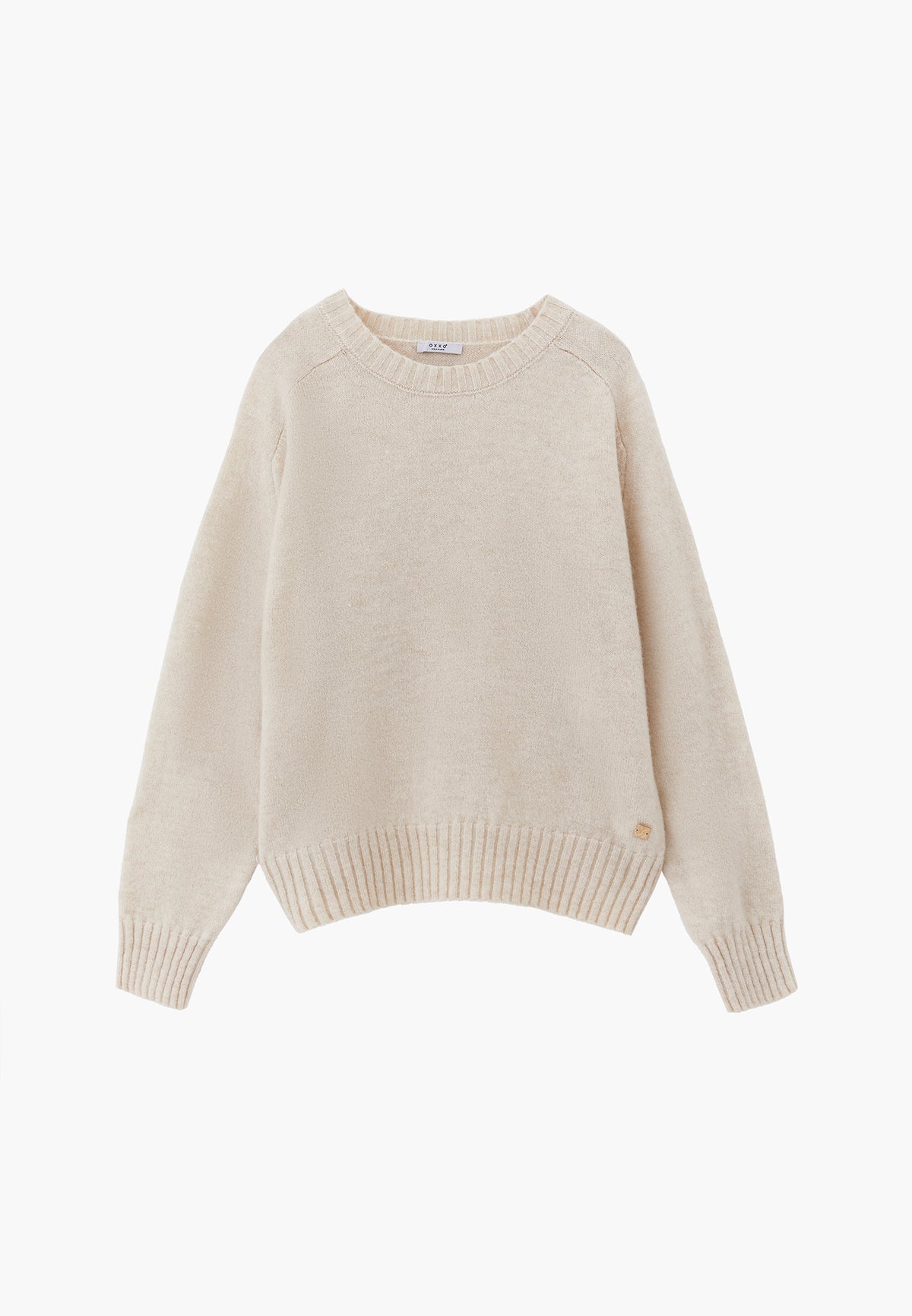 Crew Neck Raglan Sleeve Long Sleeve Knit Sweater - TURTLEDOVE