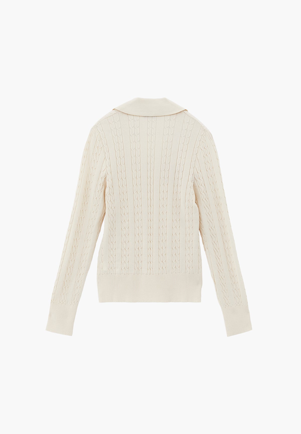 Polo Neck Knit Detail Sweater - TURTLEDOVE