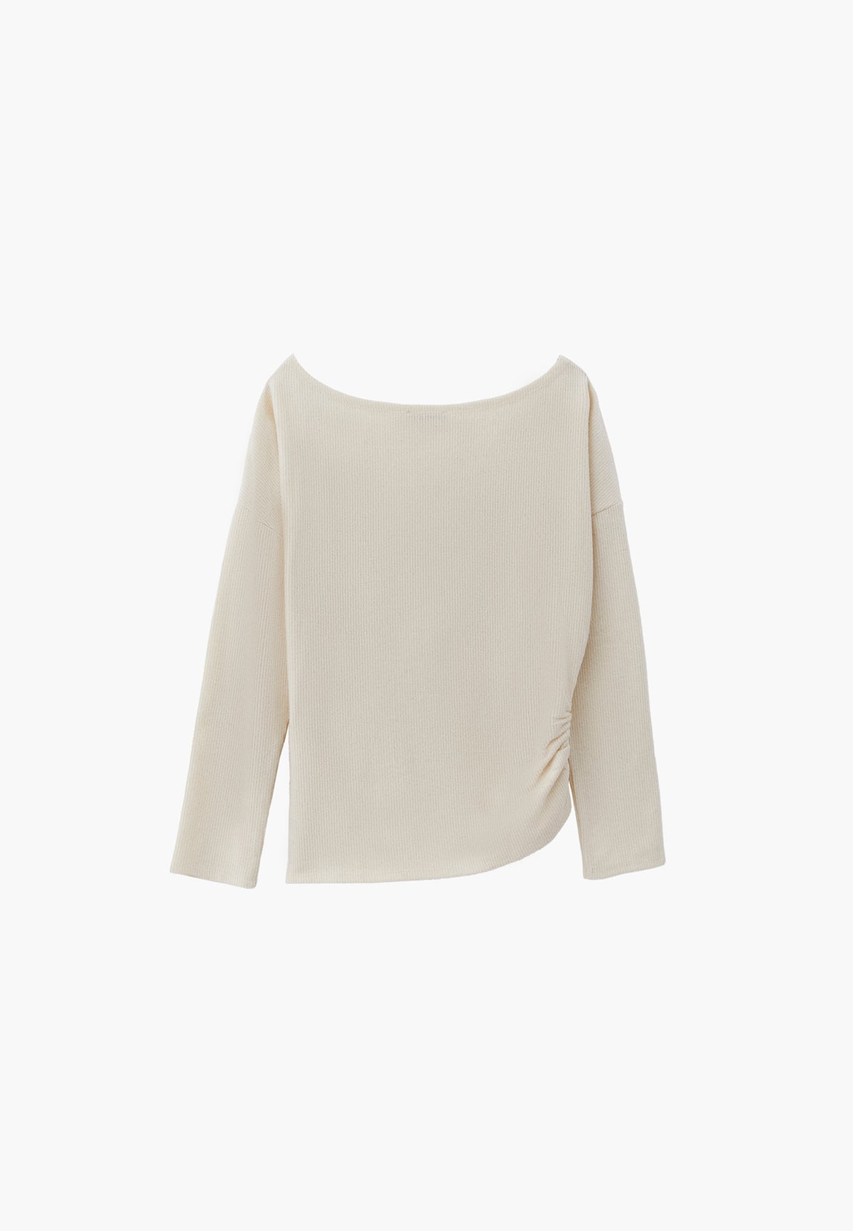 Gathered Boat Neck Blouse - TURTLEDOVE