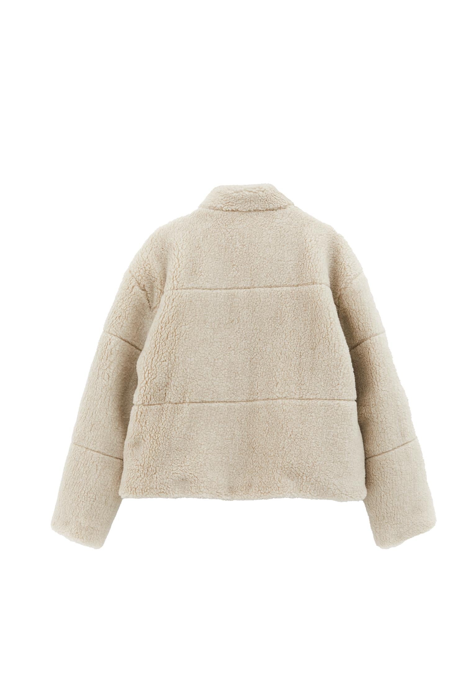 High Collar Bouclé Short Jacket - TURTLEDOVE