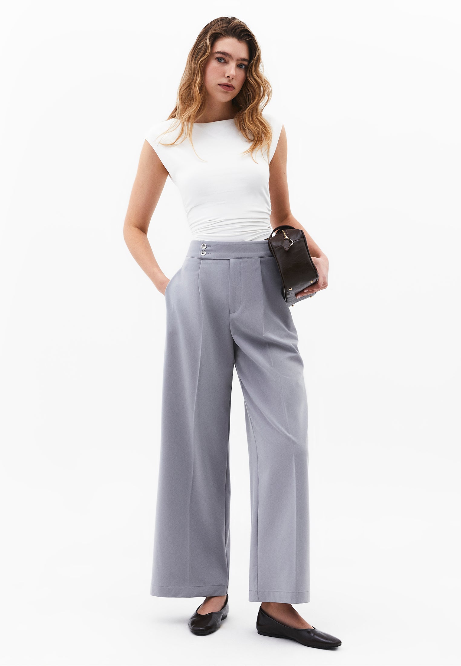 Ultra High Waist Straight Pants - ULTIMATE GRAY