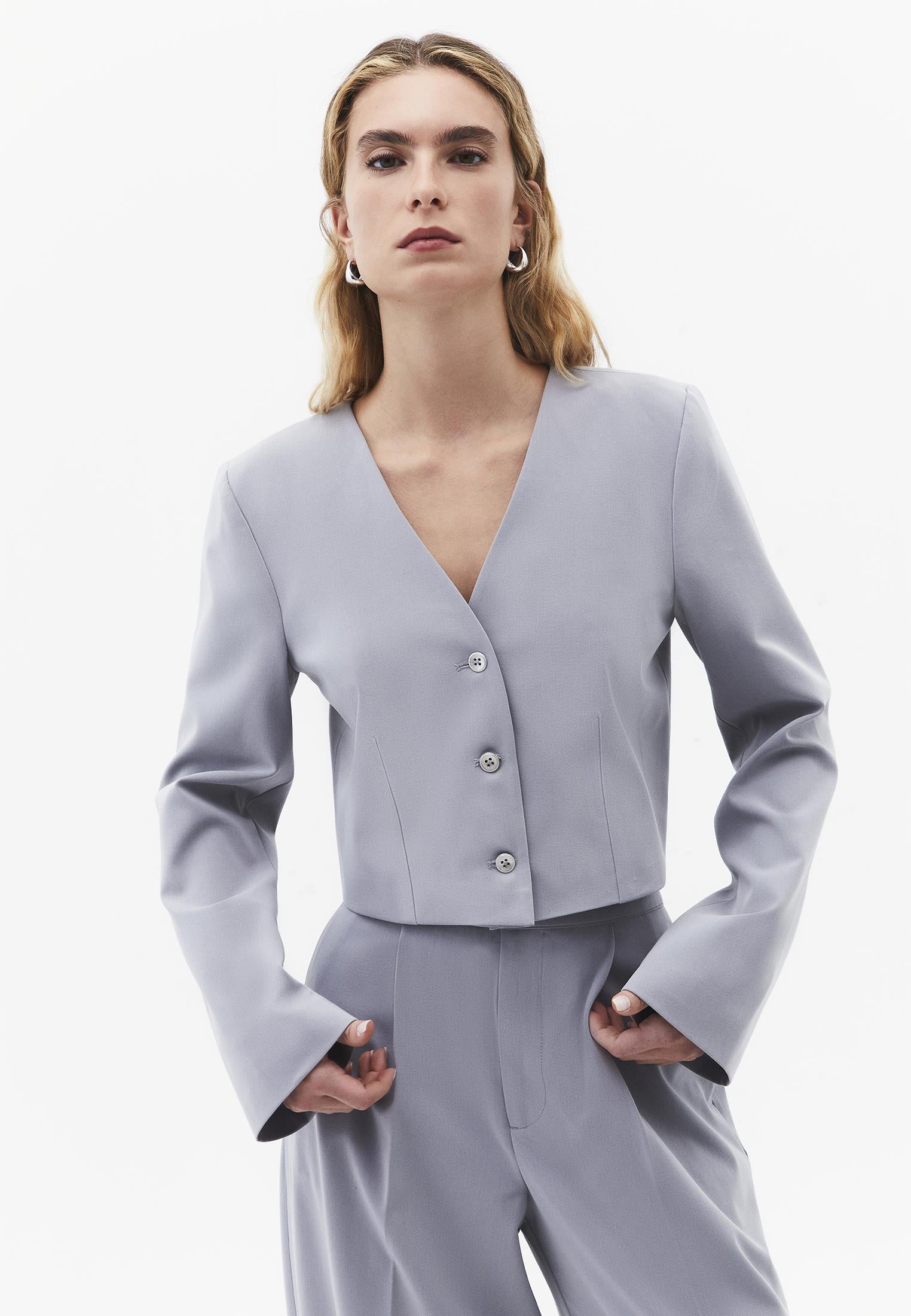Short Blazer With Button Details - ULTIMATE GRAY